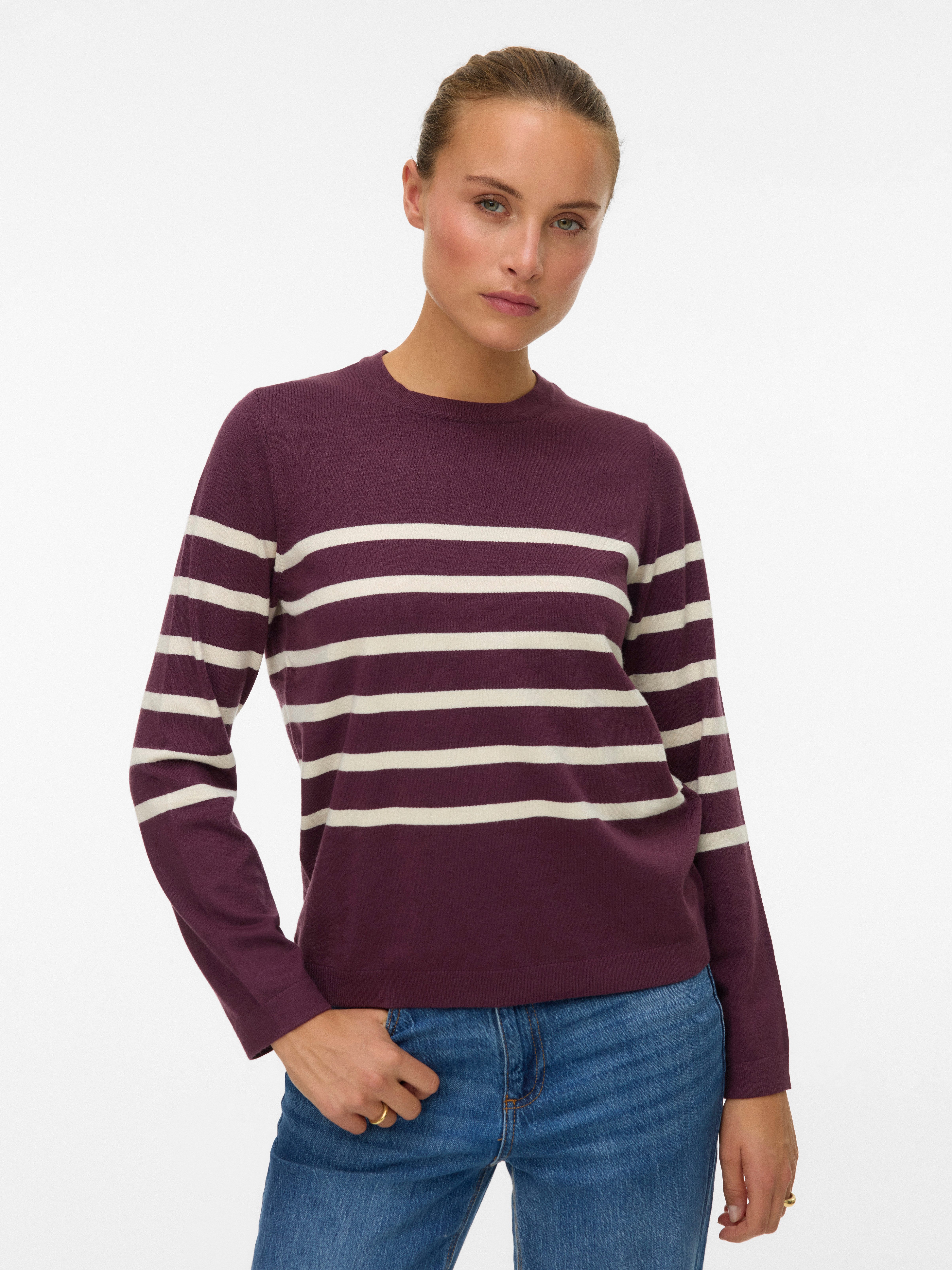 Vero Moda Trui met ronde hals VMSABA PLAIN LS O-NECK PULLOVER GA NOOS