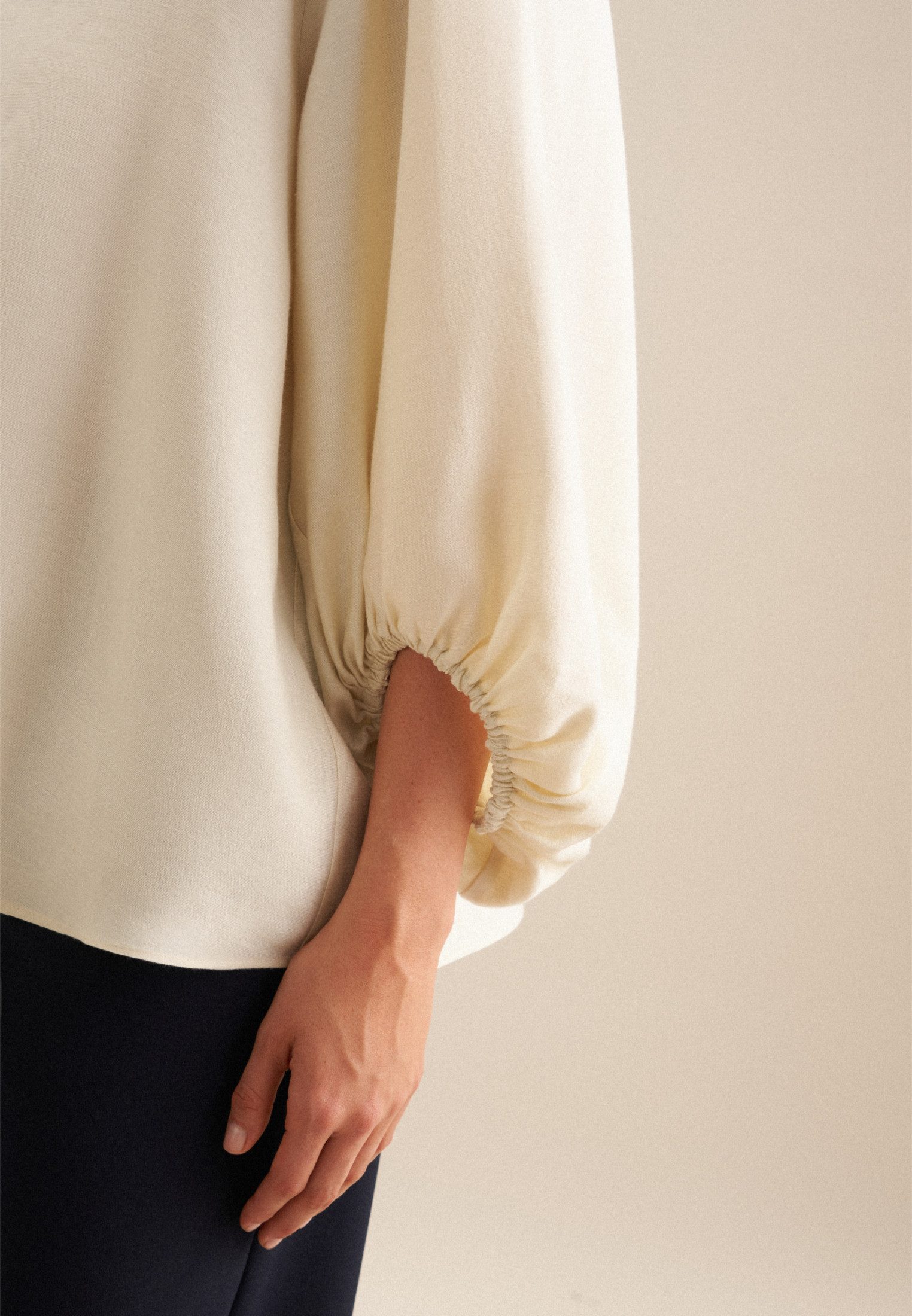 seidensticker Shirtblouse Zwarte roos 3/4-mouwen v-hals uni