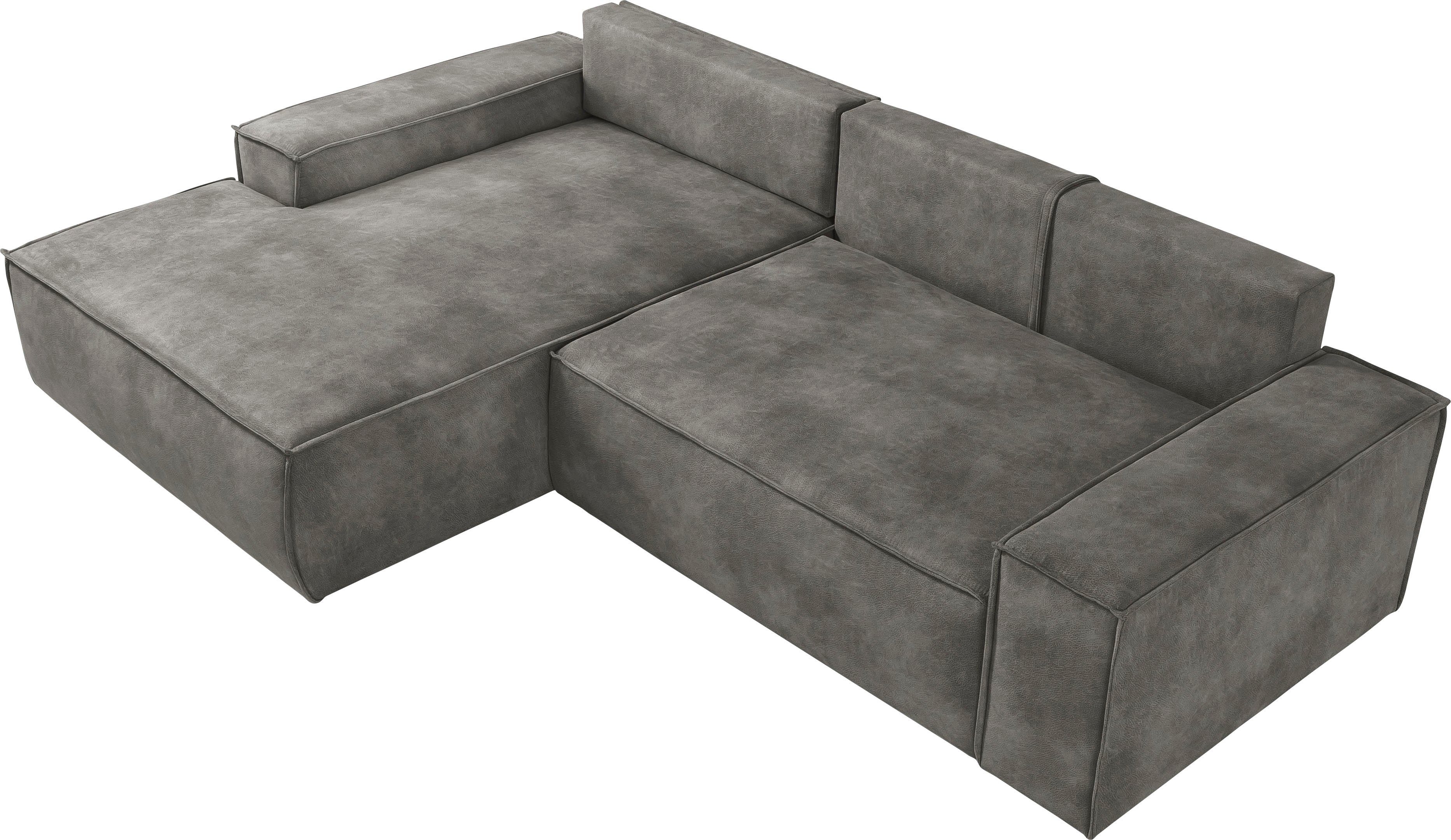 Home affaire Hoekbank SHERWOOD bedbank 267 cm, L-model, Slaapfunctie met bedlade (210x136 cm), cord, vintage, fluweel