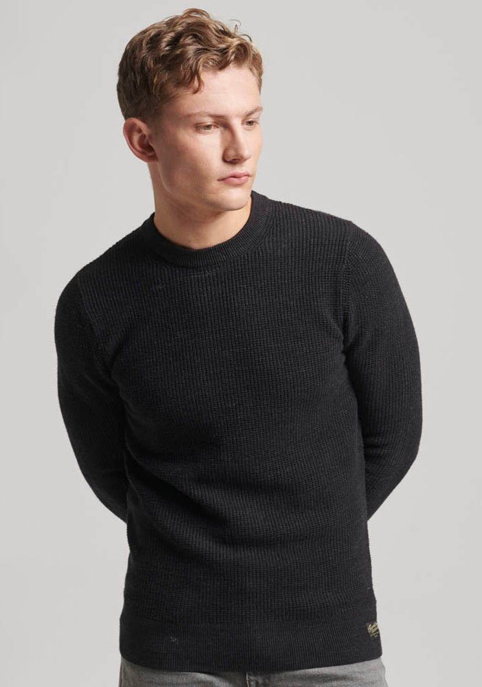 Superdry Gebreide trui TEXTURED CREW KNIT JUMPER met gestructureerd wafelbreipatroon