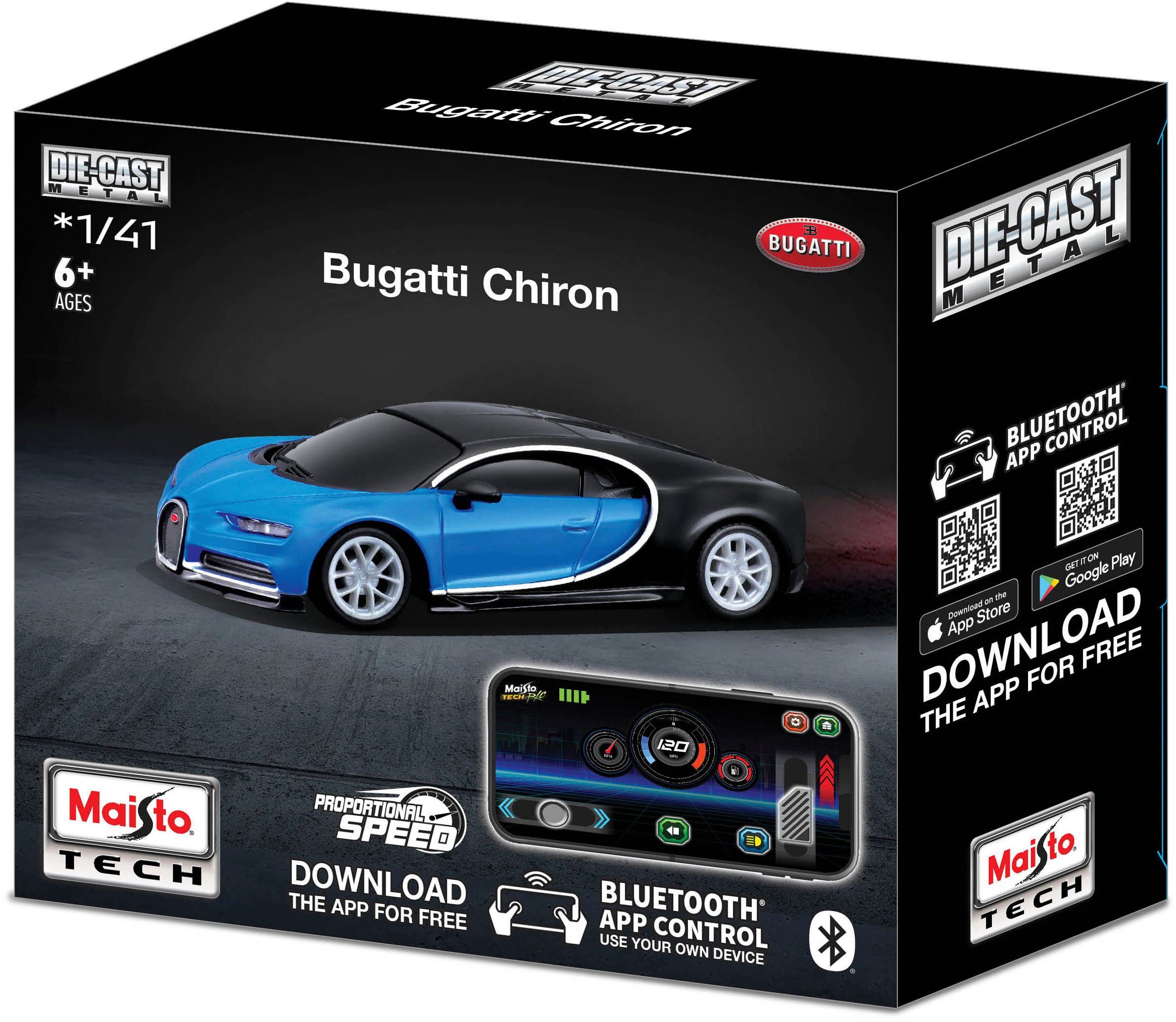 Maisto Tech Radiografisch bestuurbare auto Bugatti Chiron Bluetooth 5.0, met licht