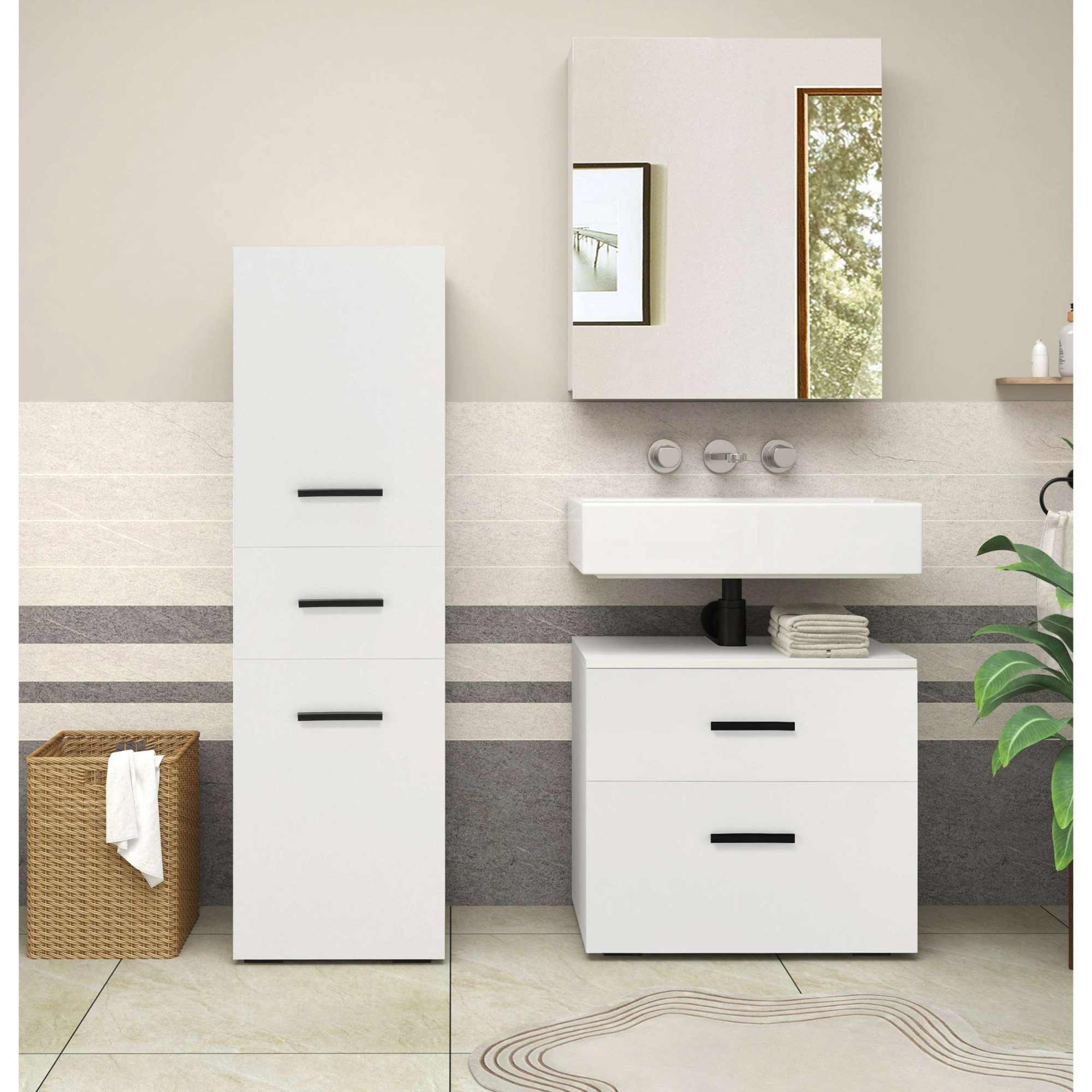 INOSIGN Halfhoge kast Skara verstelbare planken achter elke deur, breedte 38 cm, hoogte 130 cm