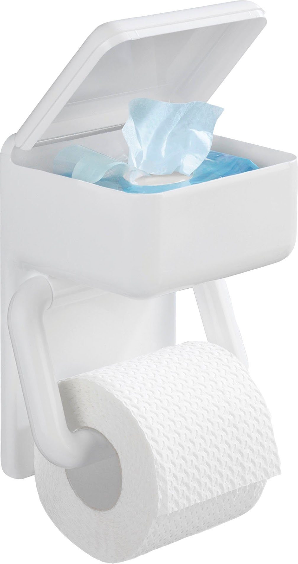 Maximex Toiletrolhouder 2 in 1 met planchet voor vochtige tissues