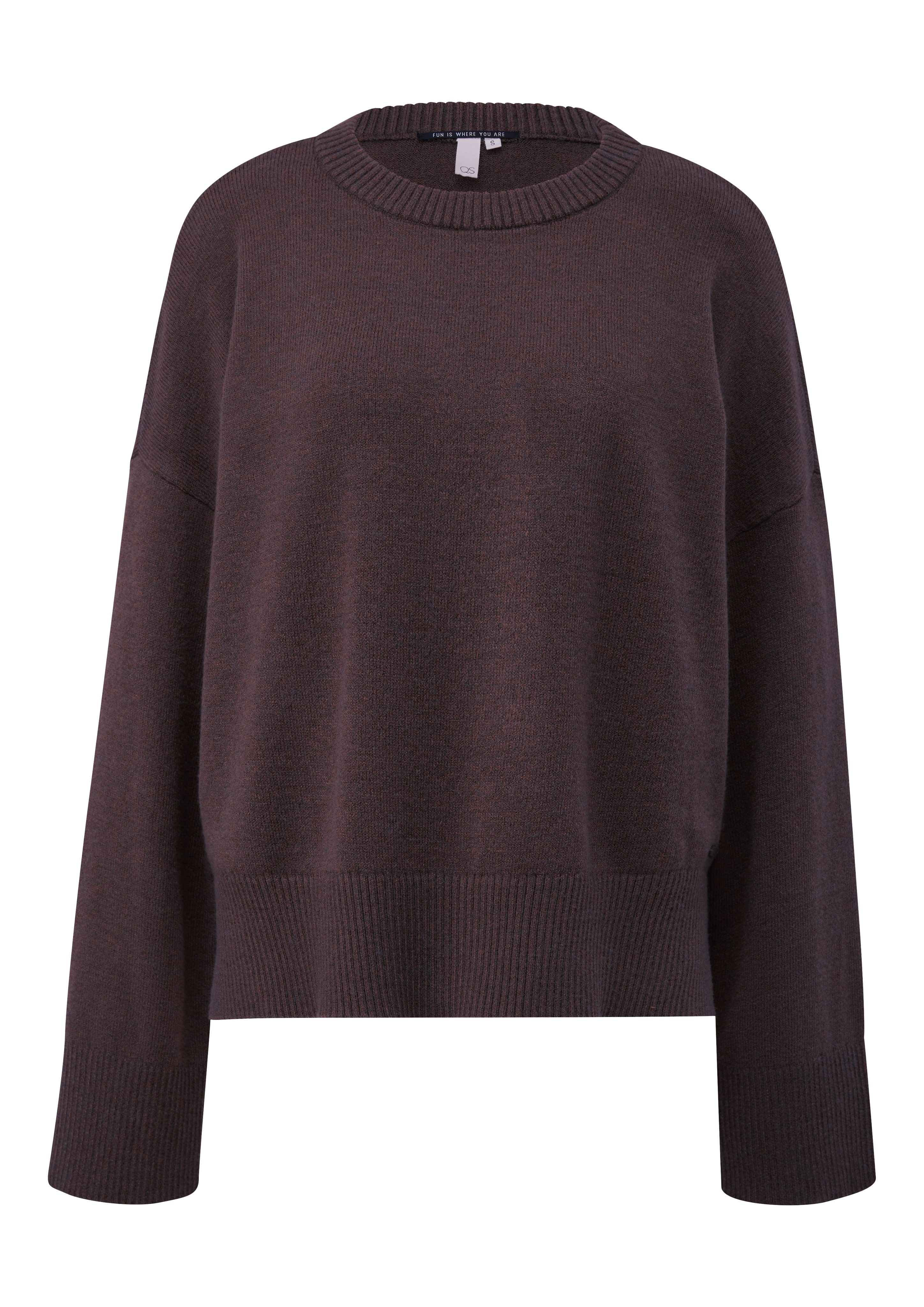 Q S designed by Trui met ronde hals met ribboorden