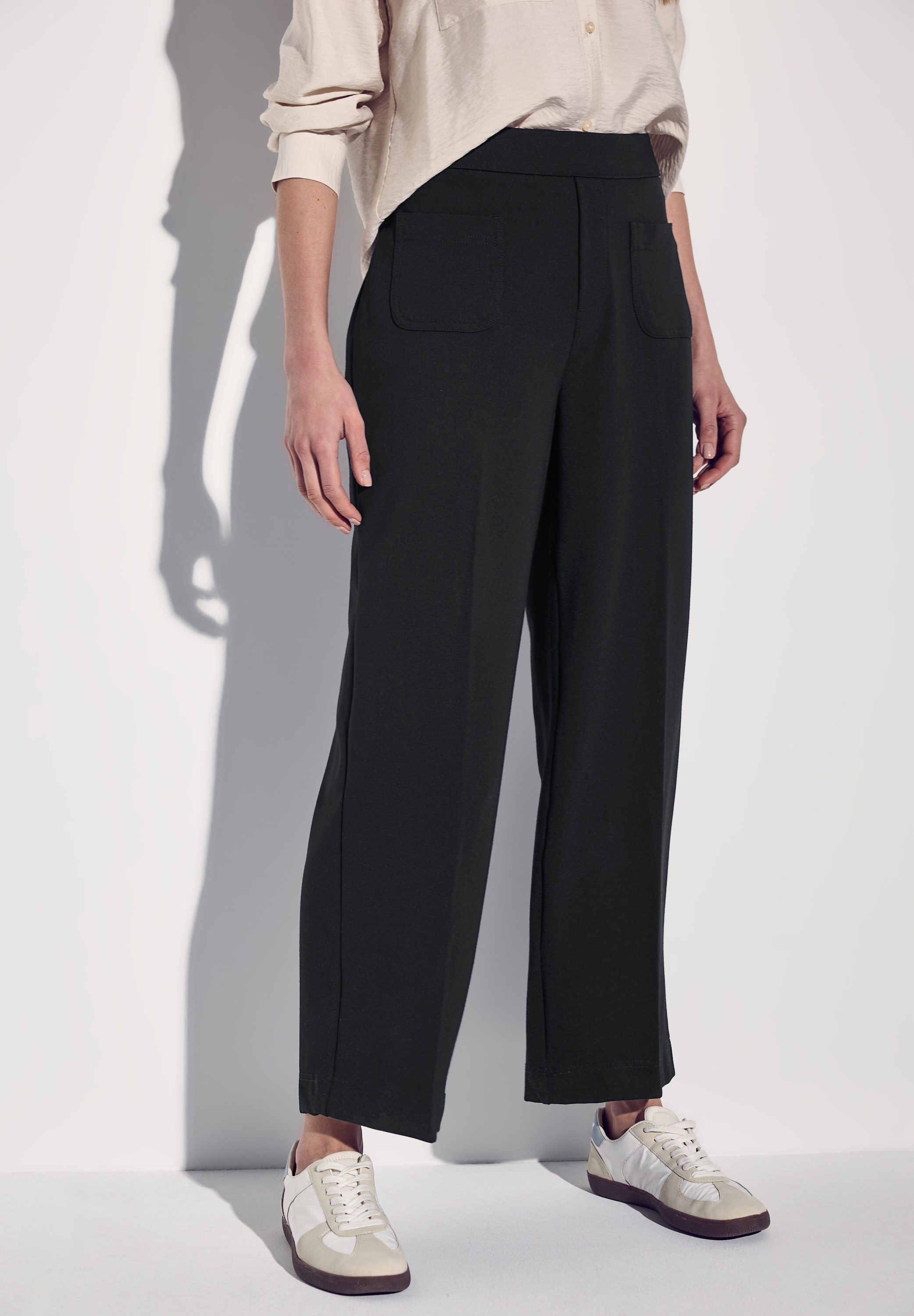 STREET ONE Stoffen broek met opgestikte zakken dames harembroeken maat 46 zwart