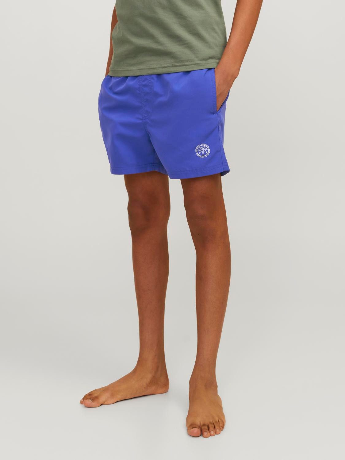 Jack & jones JUNIOR zwemshort JPSTFIJI kobaltblauw Jongens Polyester Logo 128