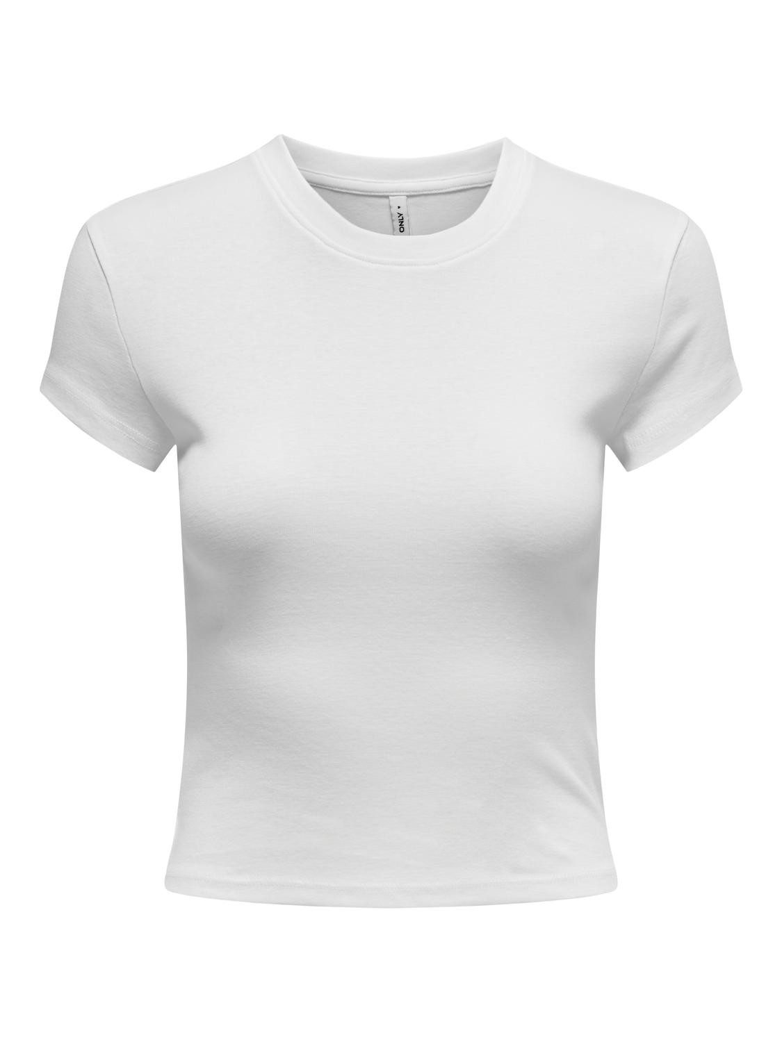Only Shirt met korte mouwen ONLELINA S S O-NECK SHORT TOP JRS NOOS