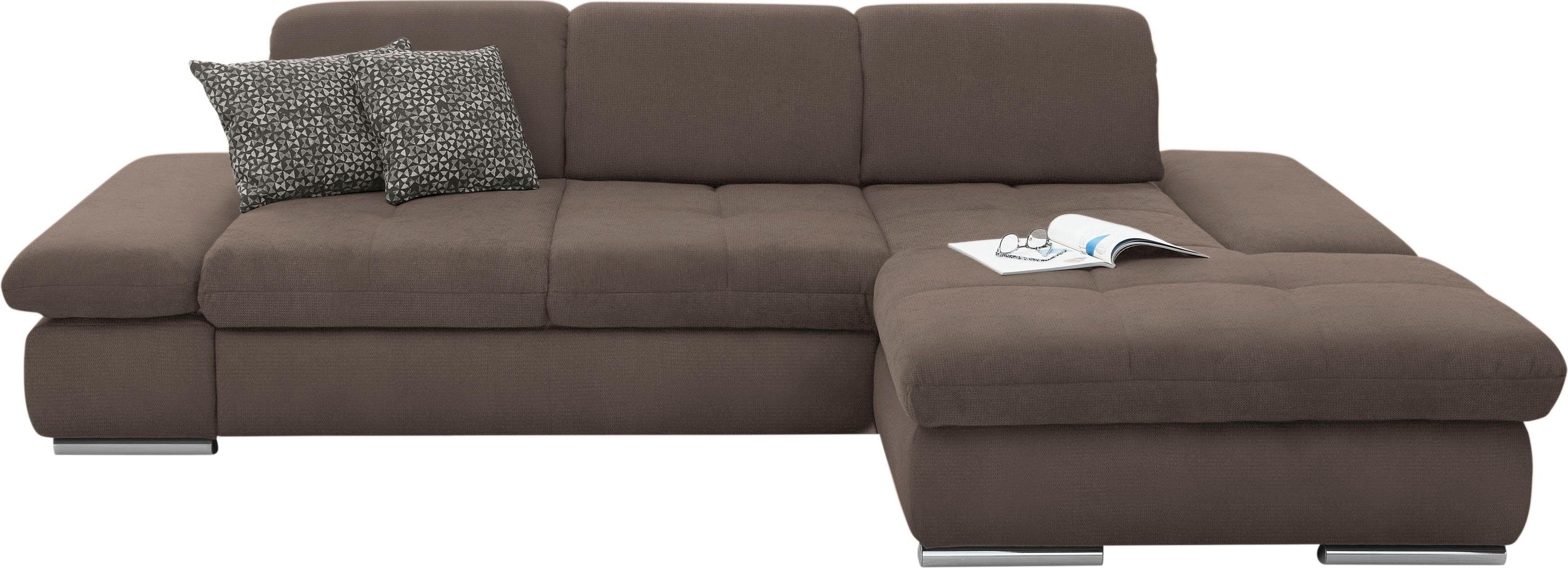 set one by Musterring Hoekbank SO4100 V met verstelbare hoofdeinden, optioneel met functies, cord bekleding
