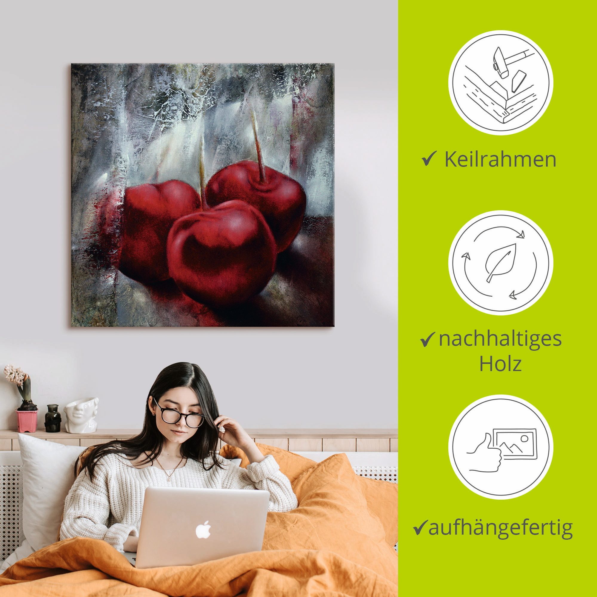 Artland Artprint Kersen als artprint op linnen, poster in verschillende formaten maten