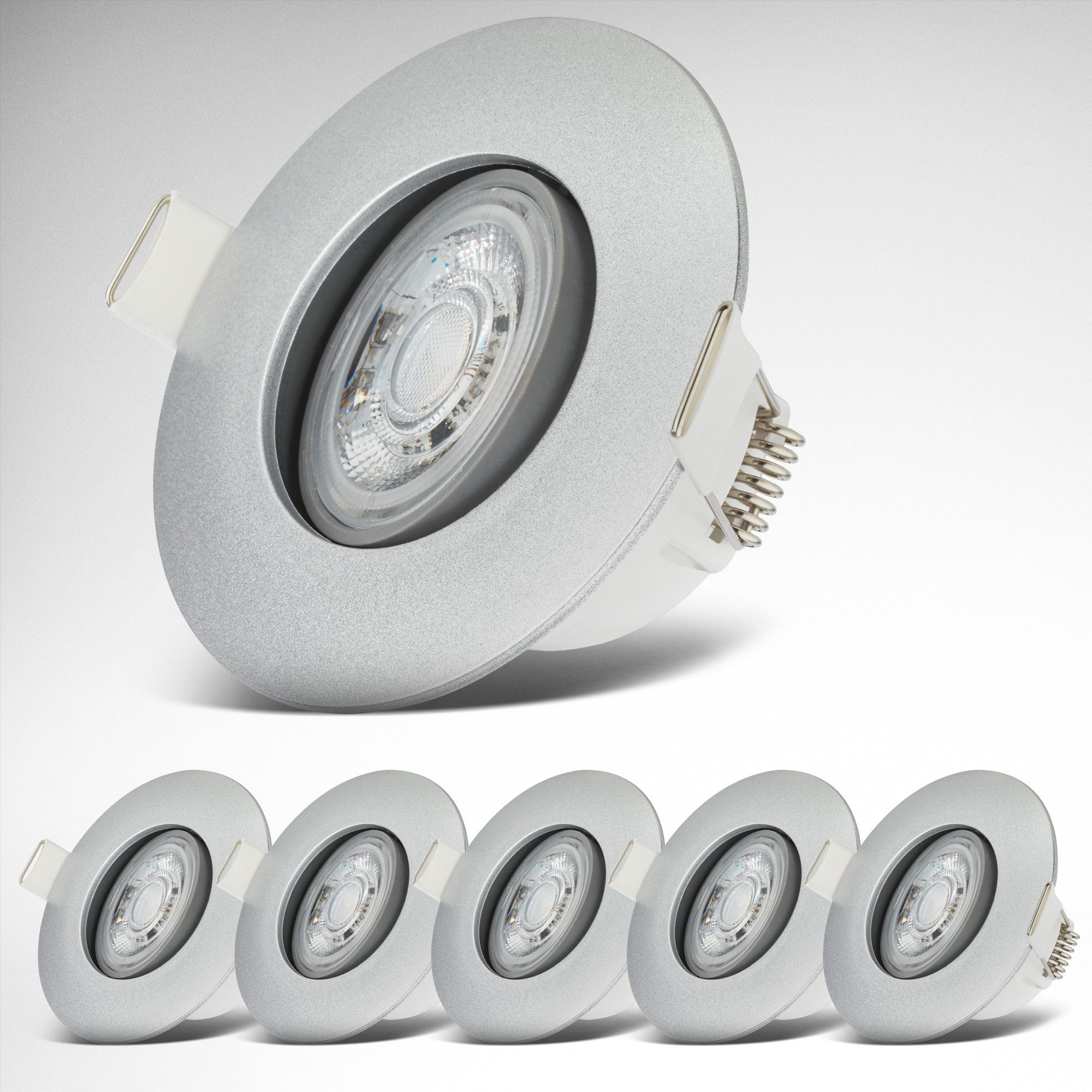 B.K.Licht Ledinbouwlamp 6-delige set badkamer inbouwspots, IP65, draaibare plafondspots (6 stuks)