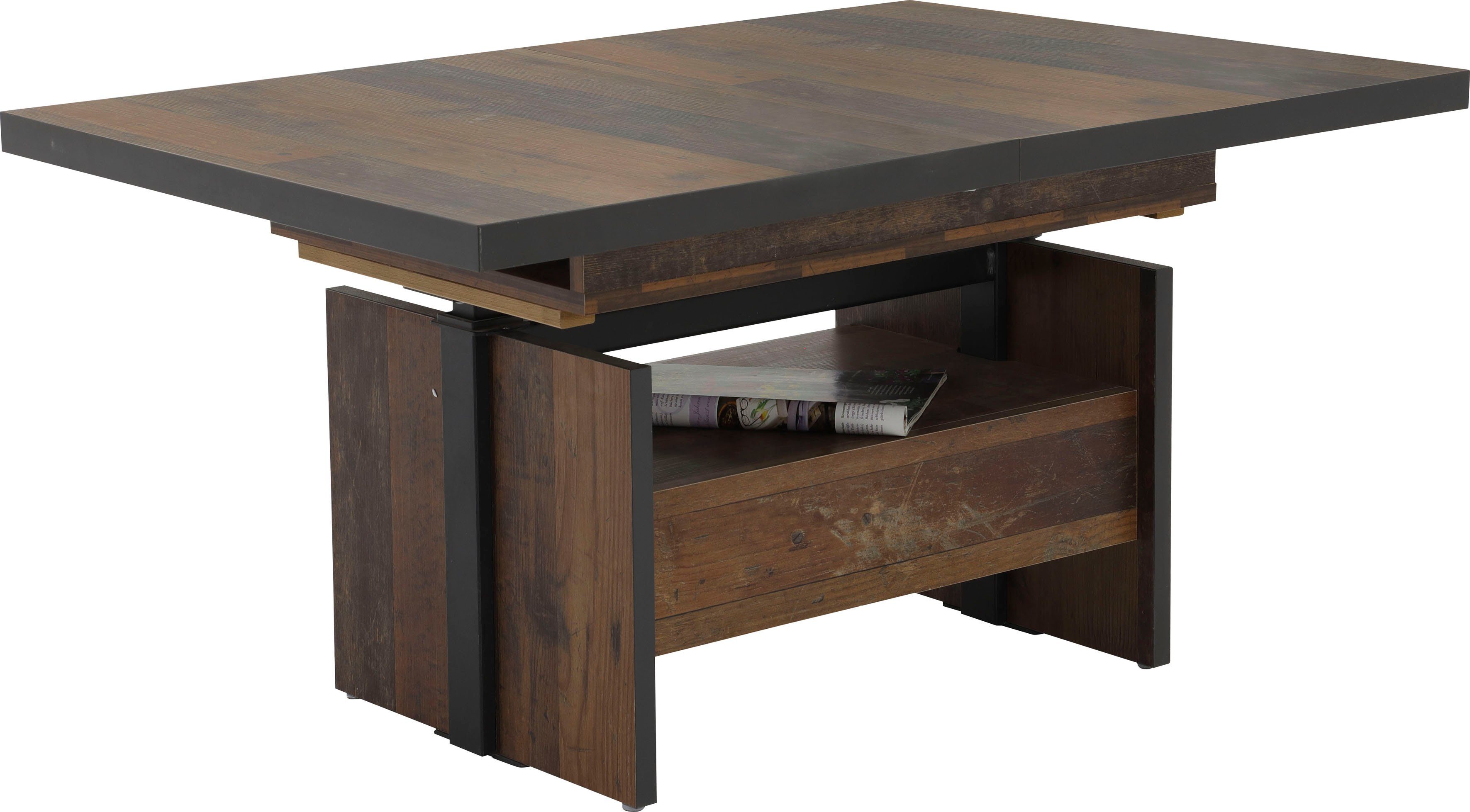 HELA Salontafel Noah uittrekbaar en in hoogte verstelbaar, met lade, vintage-look