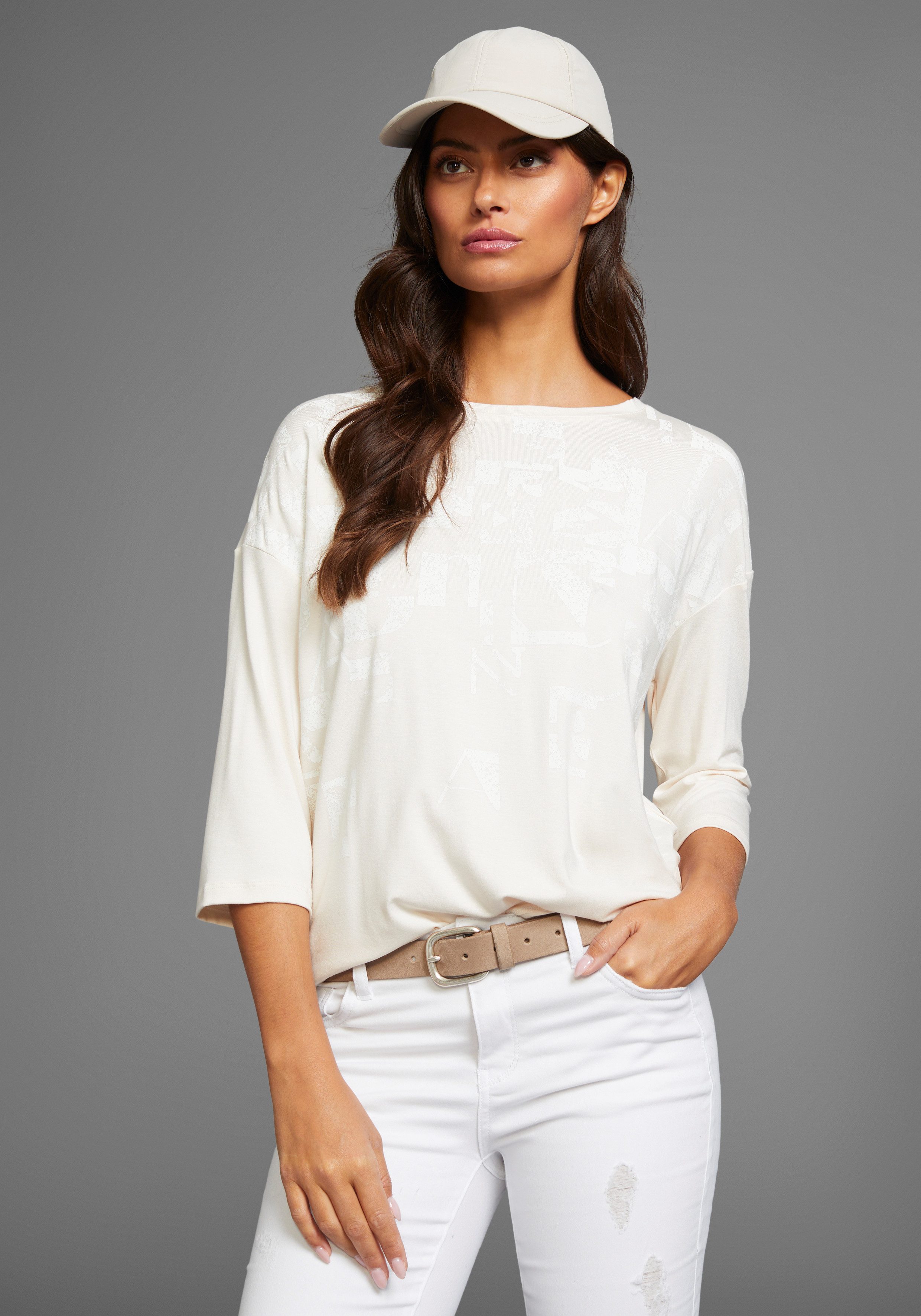 Laura Scott Shirt met 3 4 mouwen met grafische all-over print