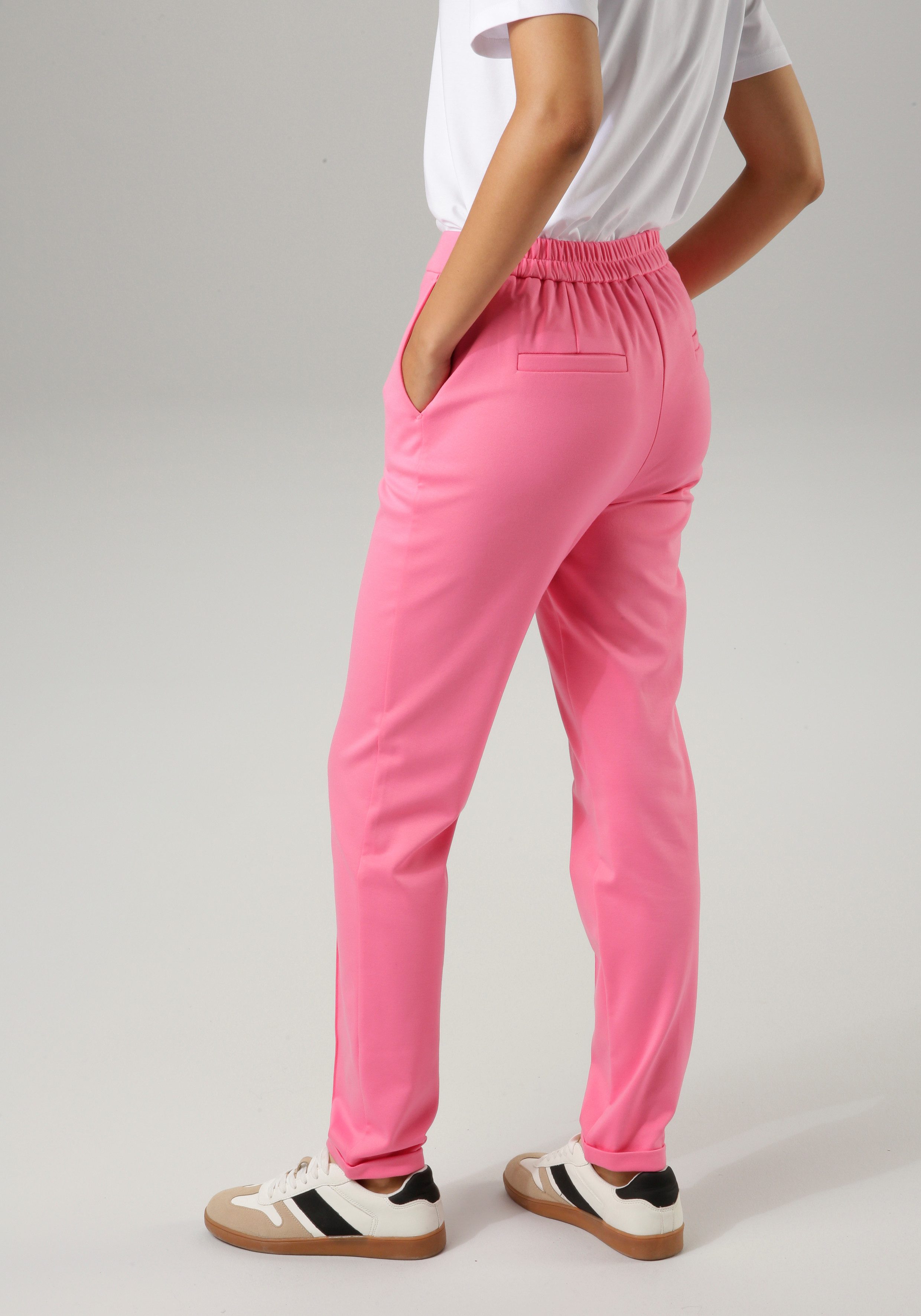 Aniston CASUAL Jerseybroek met biezen gegarneerd