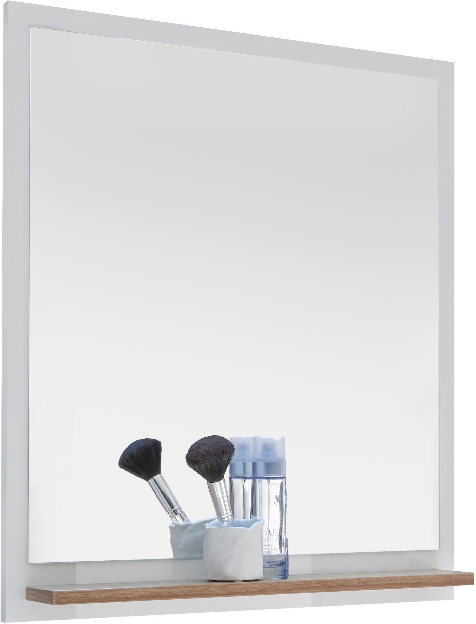 Saphir Badkamerserie Quickset 2-delig, mineraalmarmeren wastafel en LED-spiegel Wastafel 61 cm breed, 2 deuren, 1 lade, spiegelplank, bad-set (4-delig)