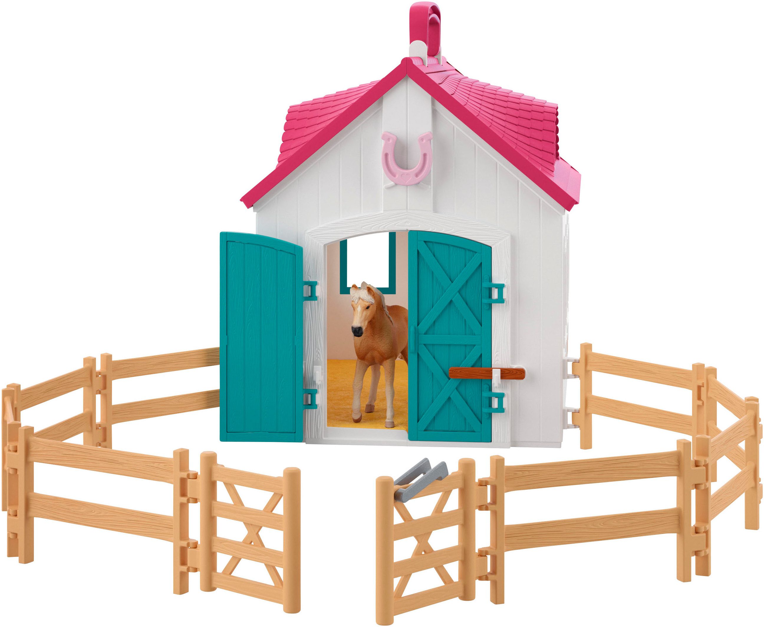 Schleich® Speelwereld HORSE CLUB, Offenstall -Kleines Hufeisen (42703)