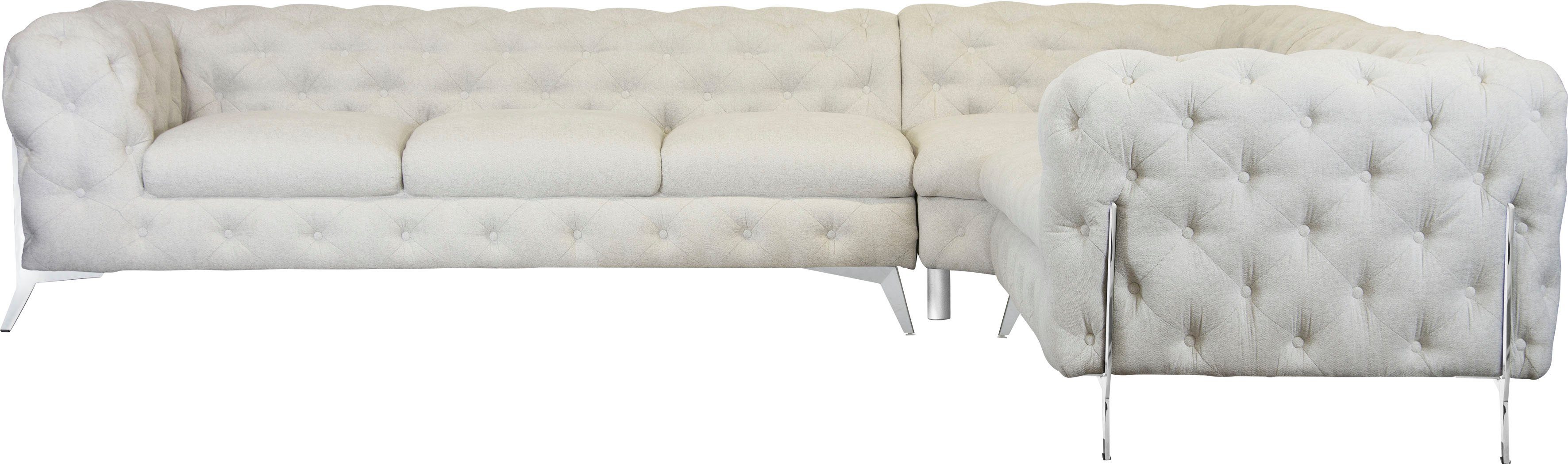 Leonique Chesterfield-bank Amaury L-vorm grote hoekbank, chesterfield-look, breedte 323 cm, kleur van de poten ter keuze