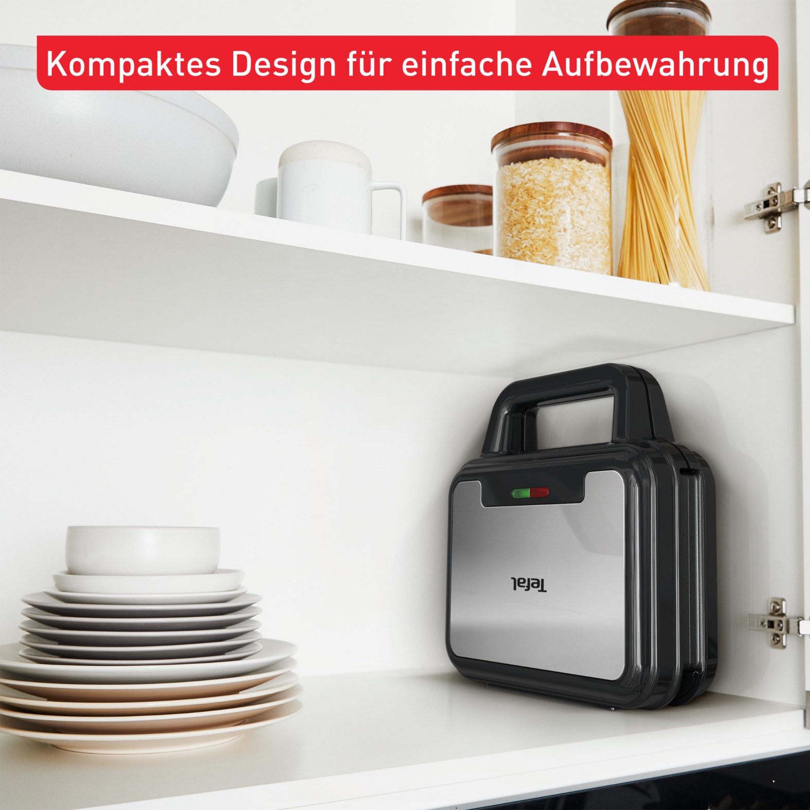 Tefal Sandwichmaker Ultracompact 3-in-1 Sandwich/Wafel/Panini, anti-aanbaklaag