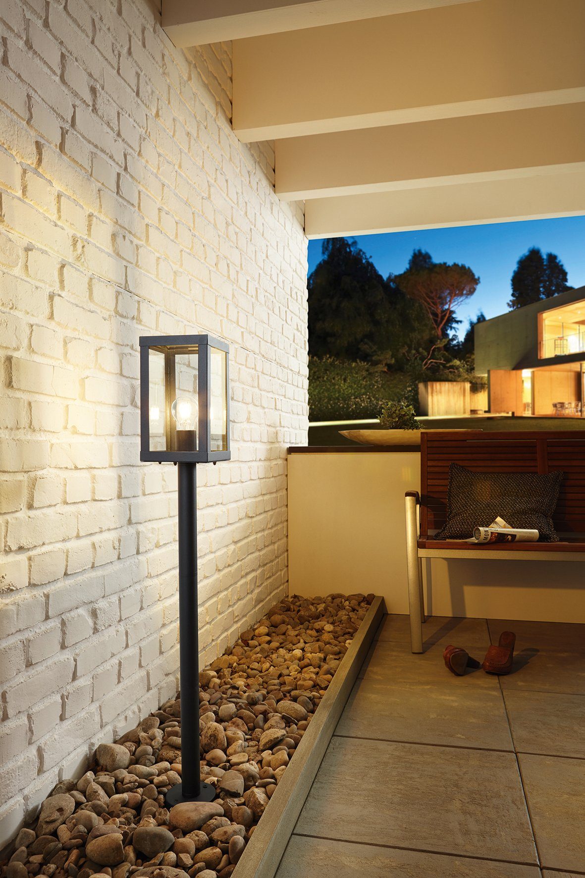 EGLO Staande lamp ALAMONTE 1 Staande lamp, staal en glas, E27, IP44, buitenlamp, lamp