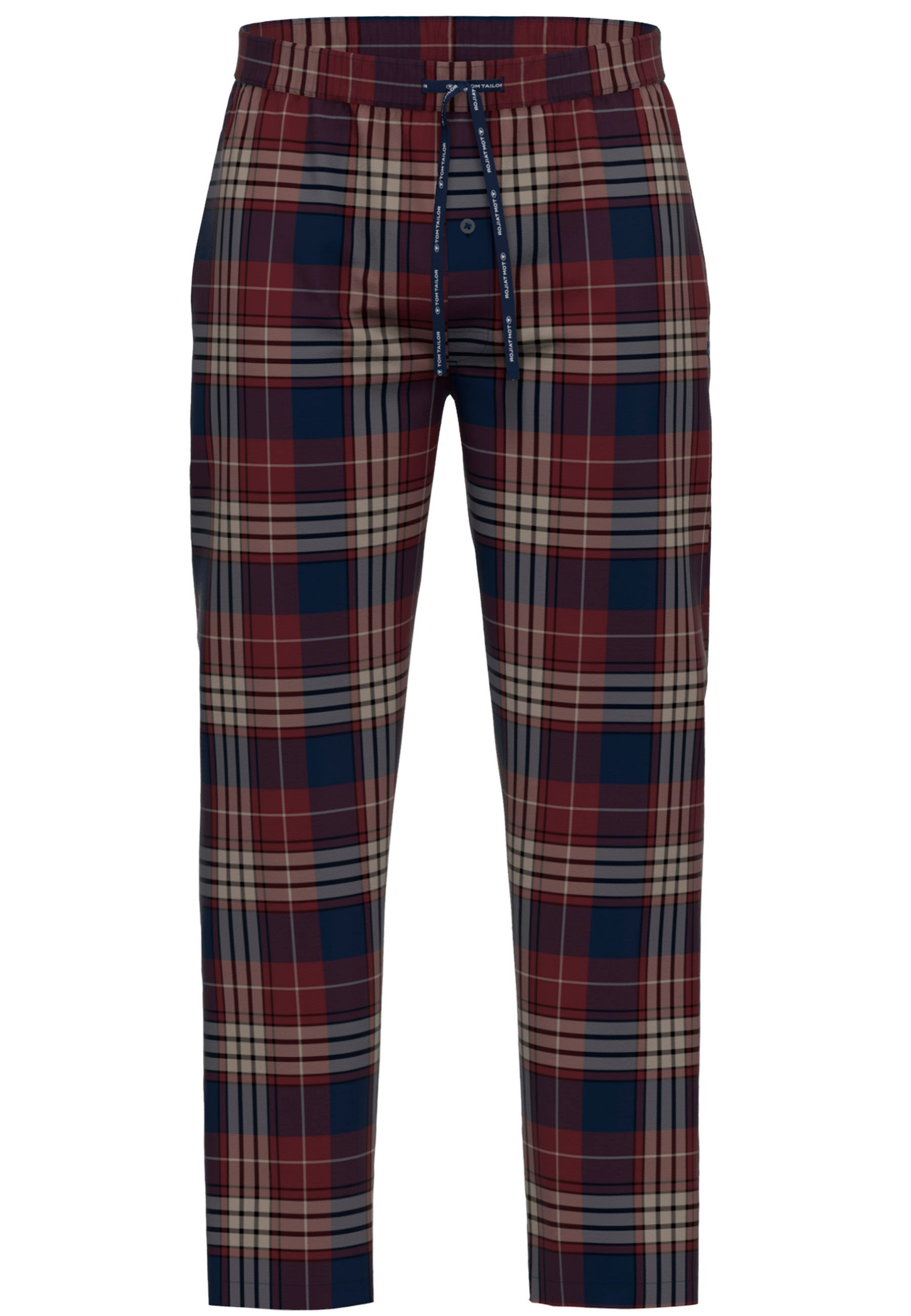 Tom Tailor Pyjamabroek Rhodos met ruitpatroon, elastische band, bindkoord