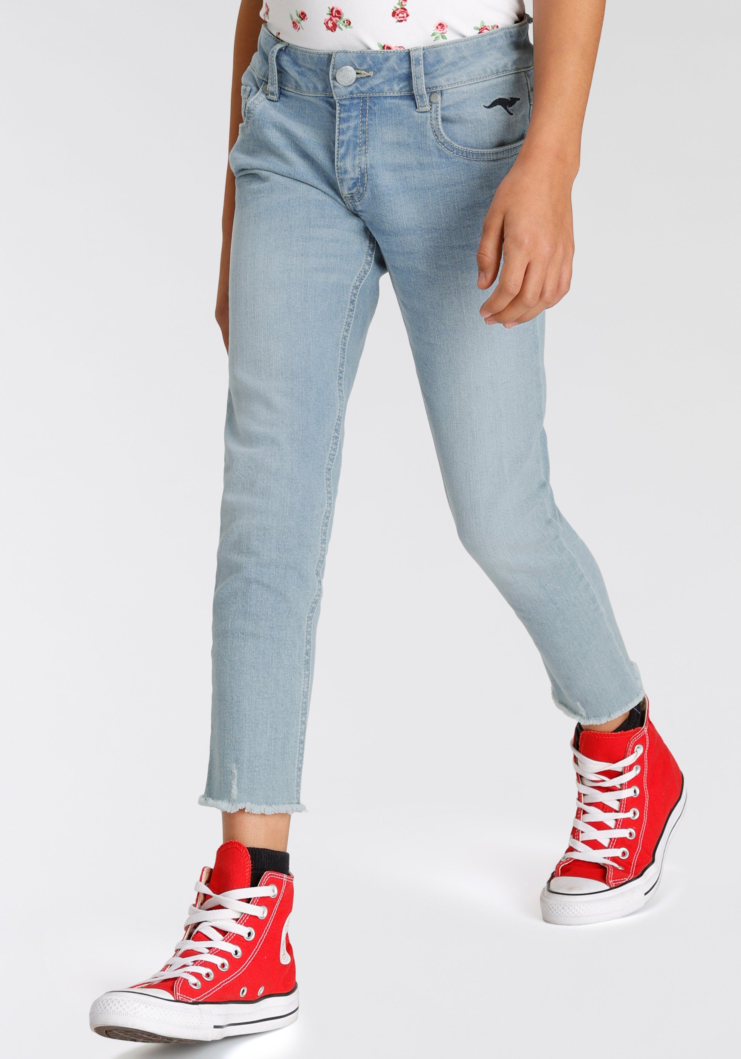 KangaROOS 7/8 jeans Stretch jeans with logo embroidery smalle pasvorm, gesneden rand, lage taille
