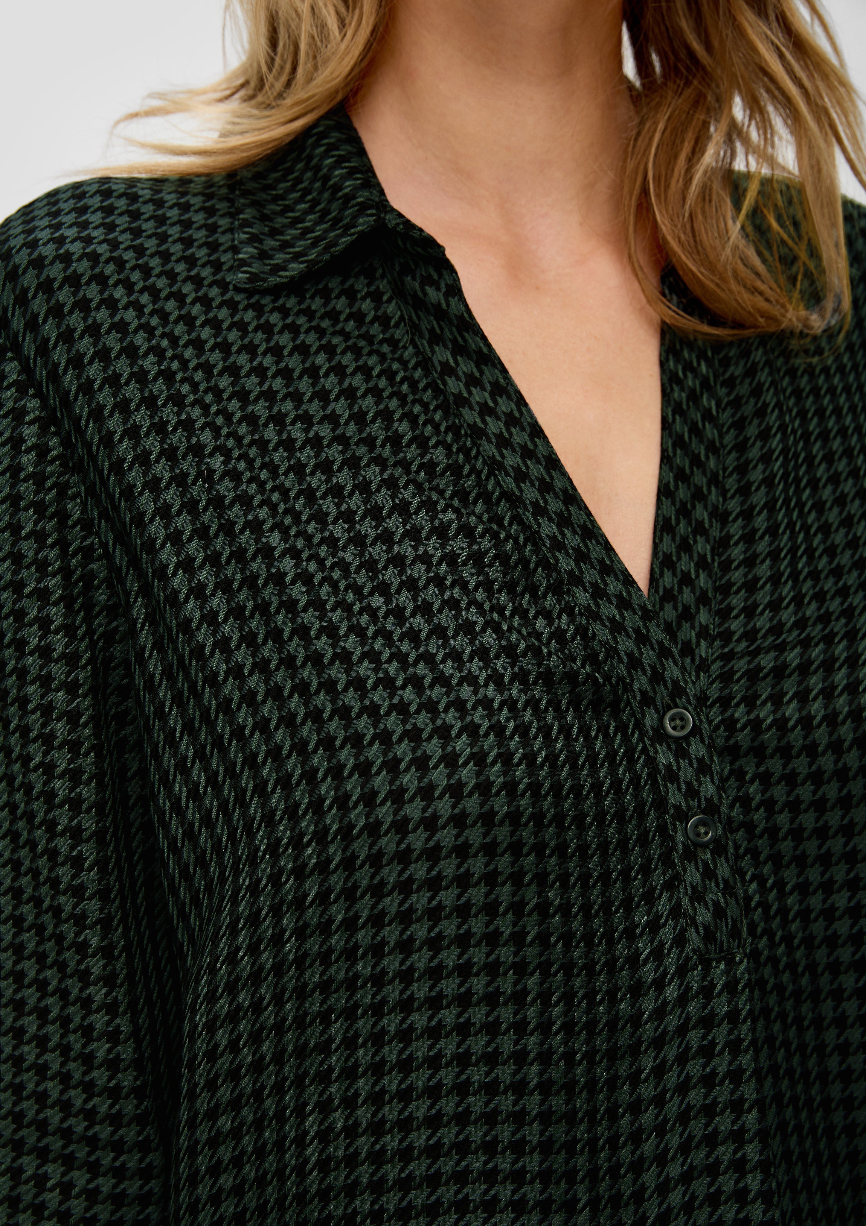 s.Oliver Blouse met lange mouwen met allround mini-ruitpatroon