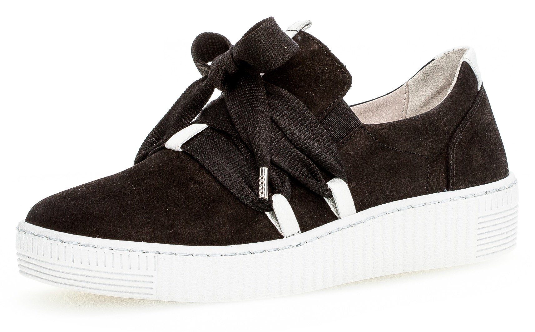 Gabor Plateausneakers Slip-on sneaker, slipper, veterschoen met opgestikte versiersluiting dames lage sneakers maat 42 EU zwart