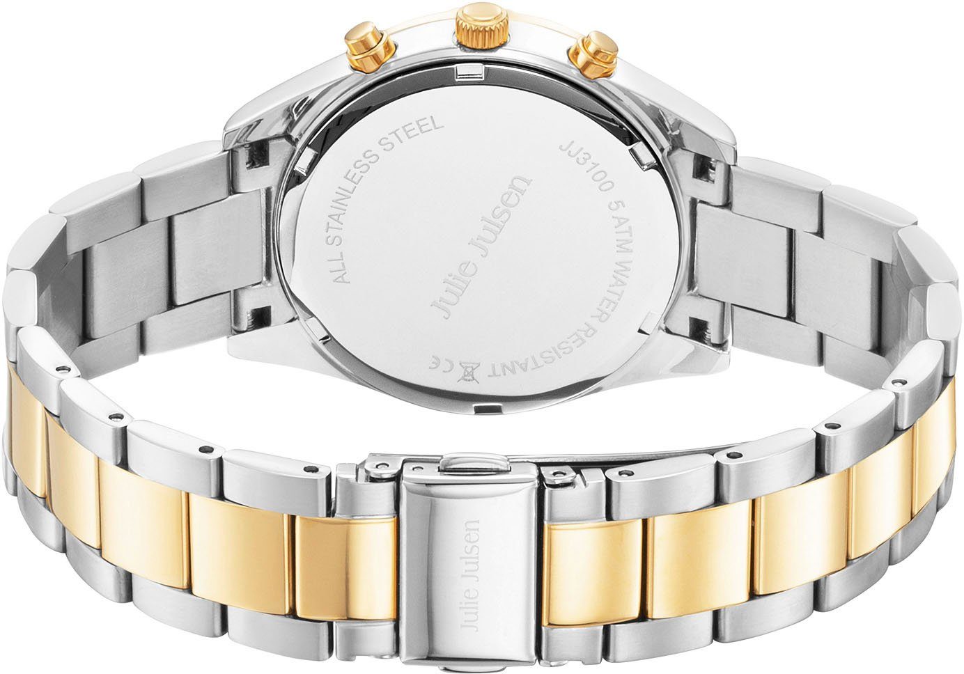 Julie Julsen Multifunctioneel horloge Julie Julsen Sport Multi Gold Bicolor, JJW3100SYGM Quartzhorloge, horloge, dameshorloge, datum, glitter, zirkonia-stenen