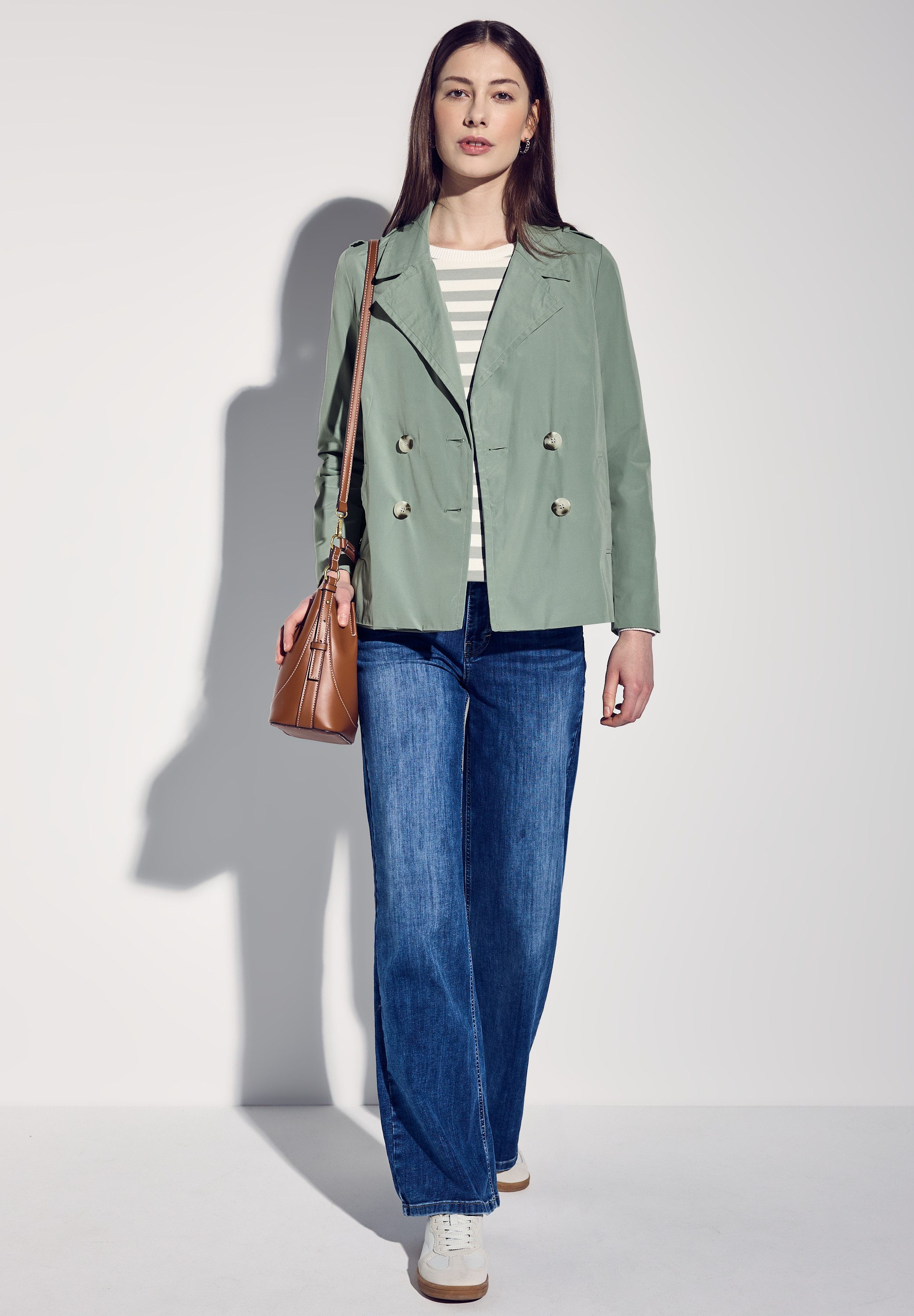 STREET ONE Trenchcoat dubbelrijig en met reverskraag