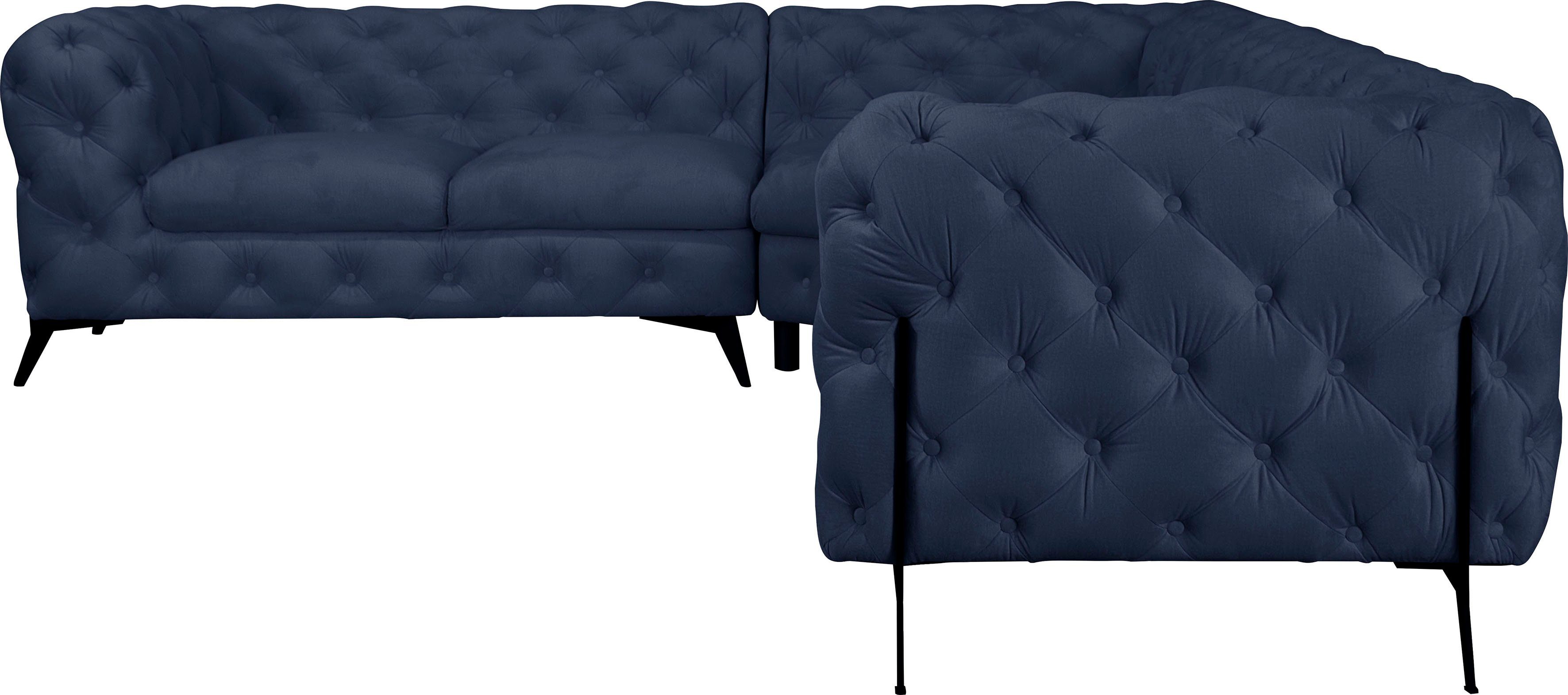 Leonique Chesterfield-bank Amaury L-vorm grote hoekbank, chesterfield-look, breedte 323 cm, kleur van de poten ter keuze