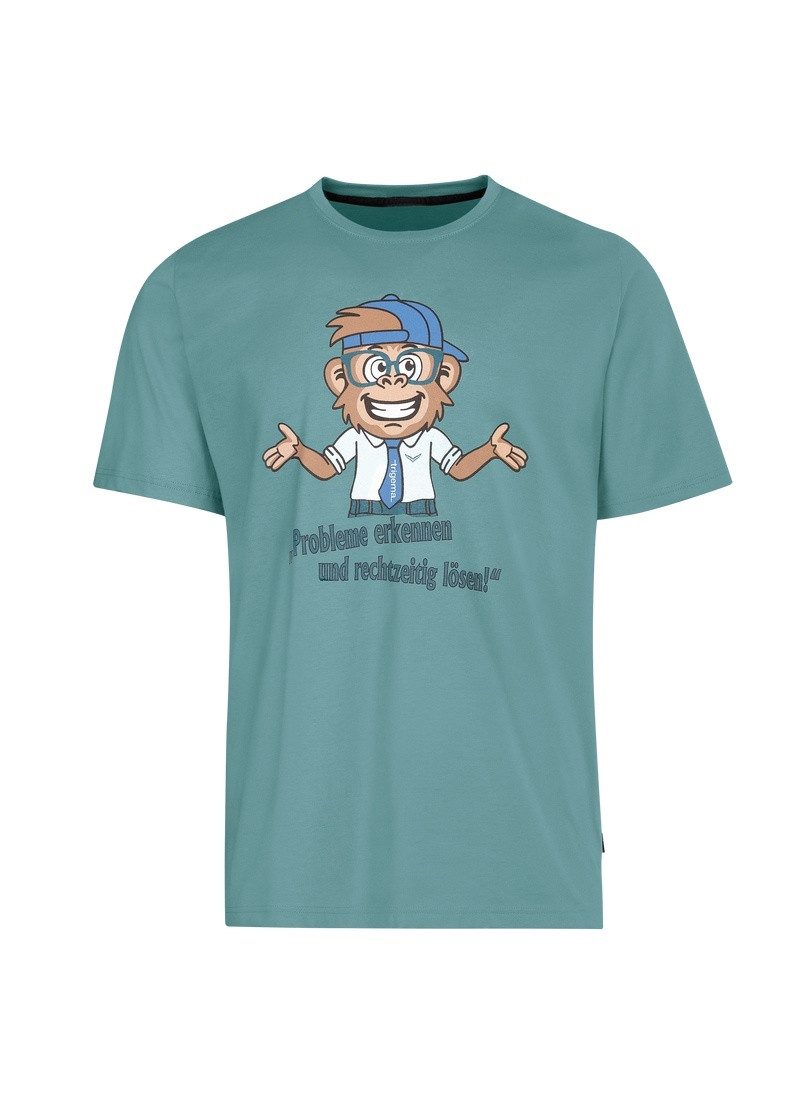 Trigema T-shirt TRIGEMA slogan shirt met grappige apenprint (1-delig)