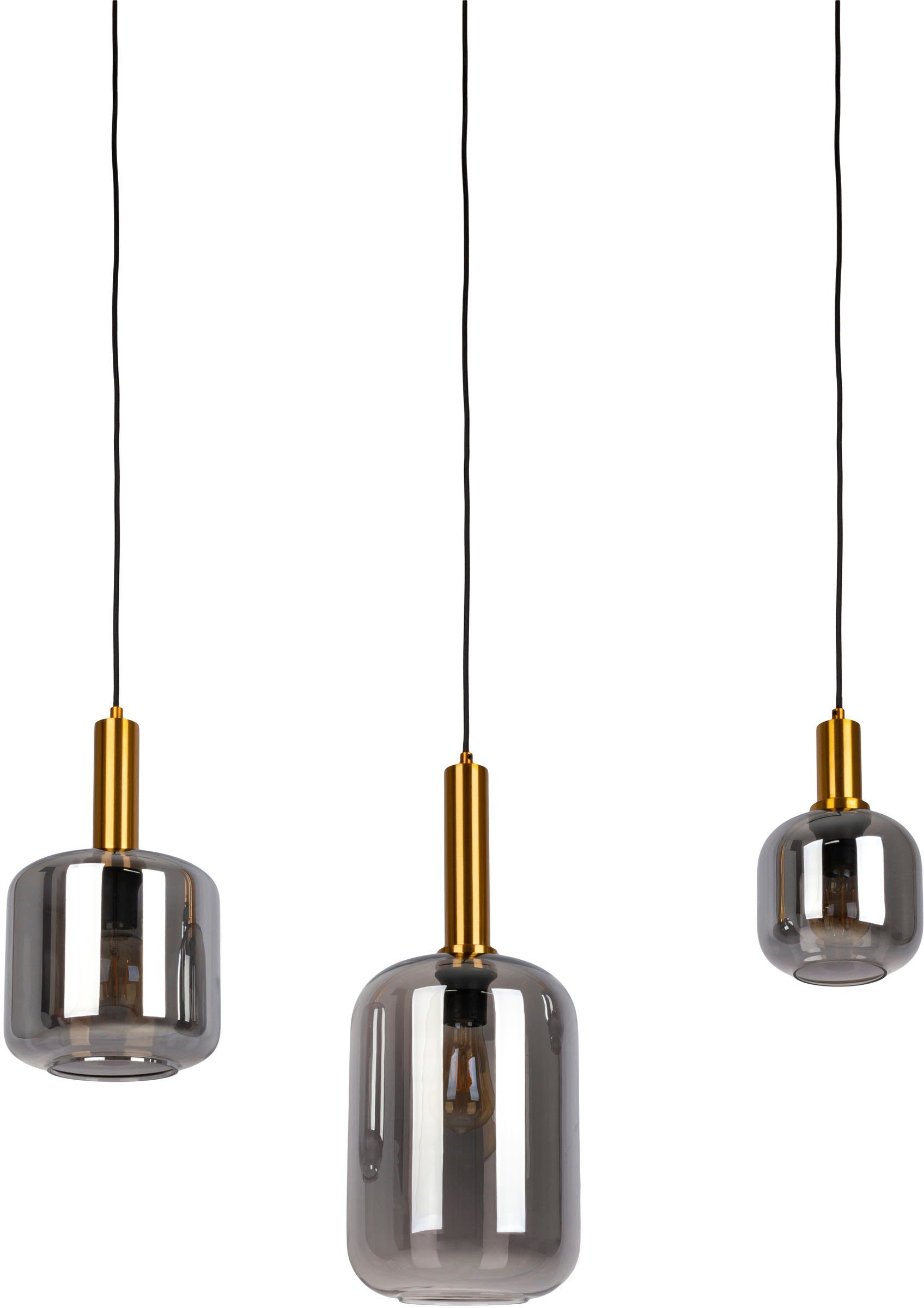 näve Hanglamp Fumo van metaal in zwart/goud en rookglas, lengte ca. 83 cm, hoogte 150 cm (1 stuk)