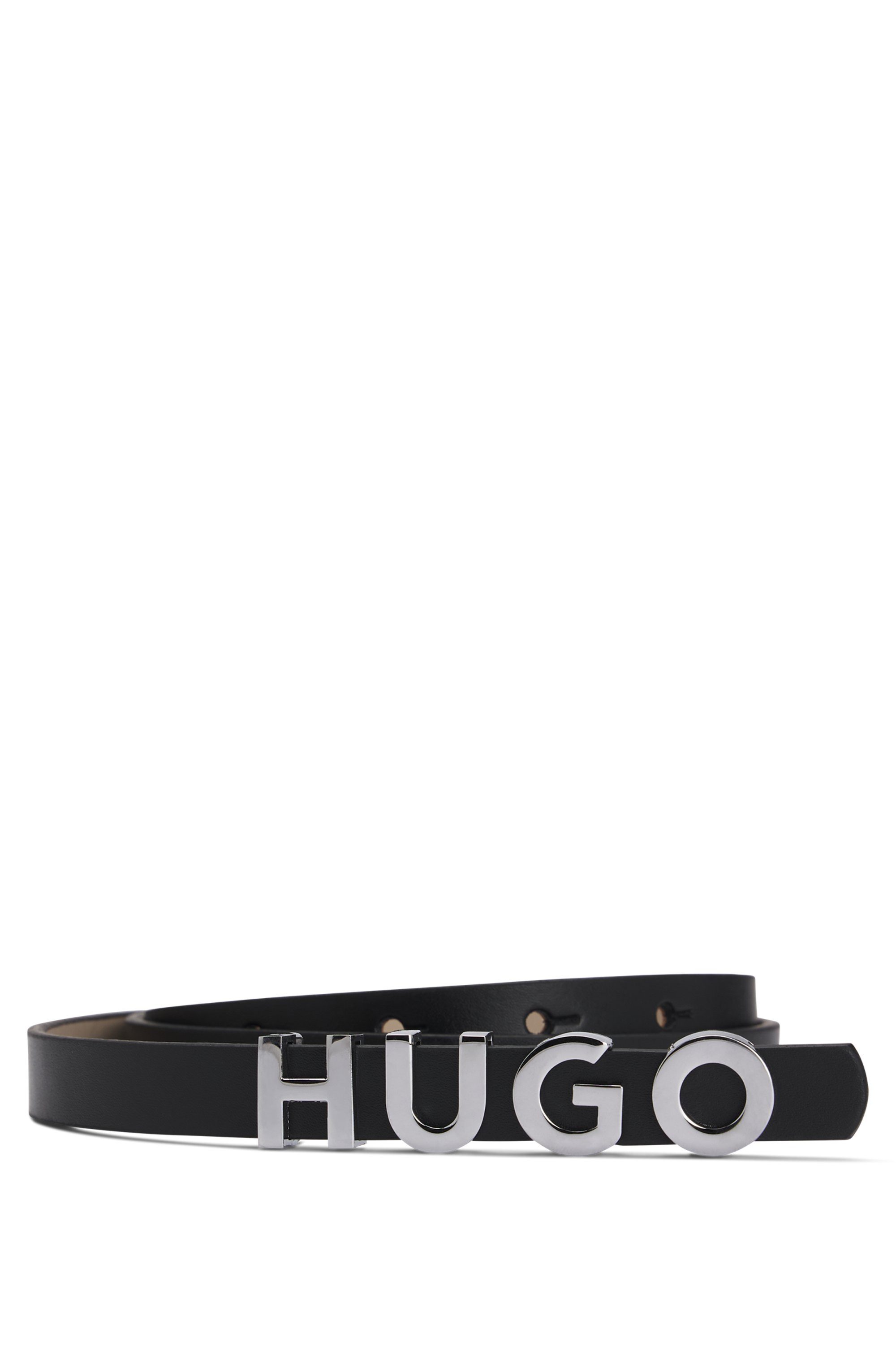 HUGO Leren riem Zula Belt 1,5cm Sluiting met HUGO tekst dames brede riemen maat 90 zwart