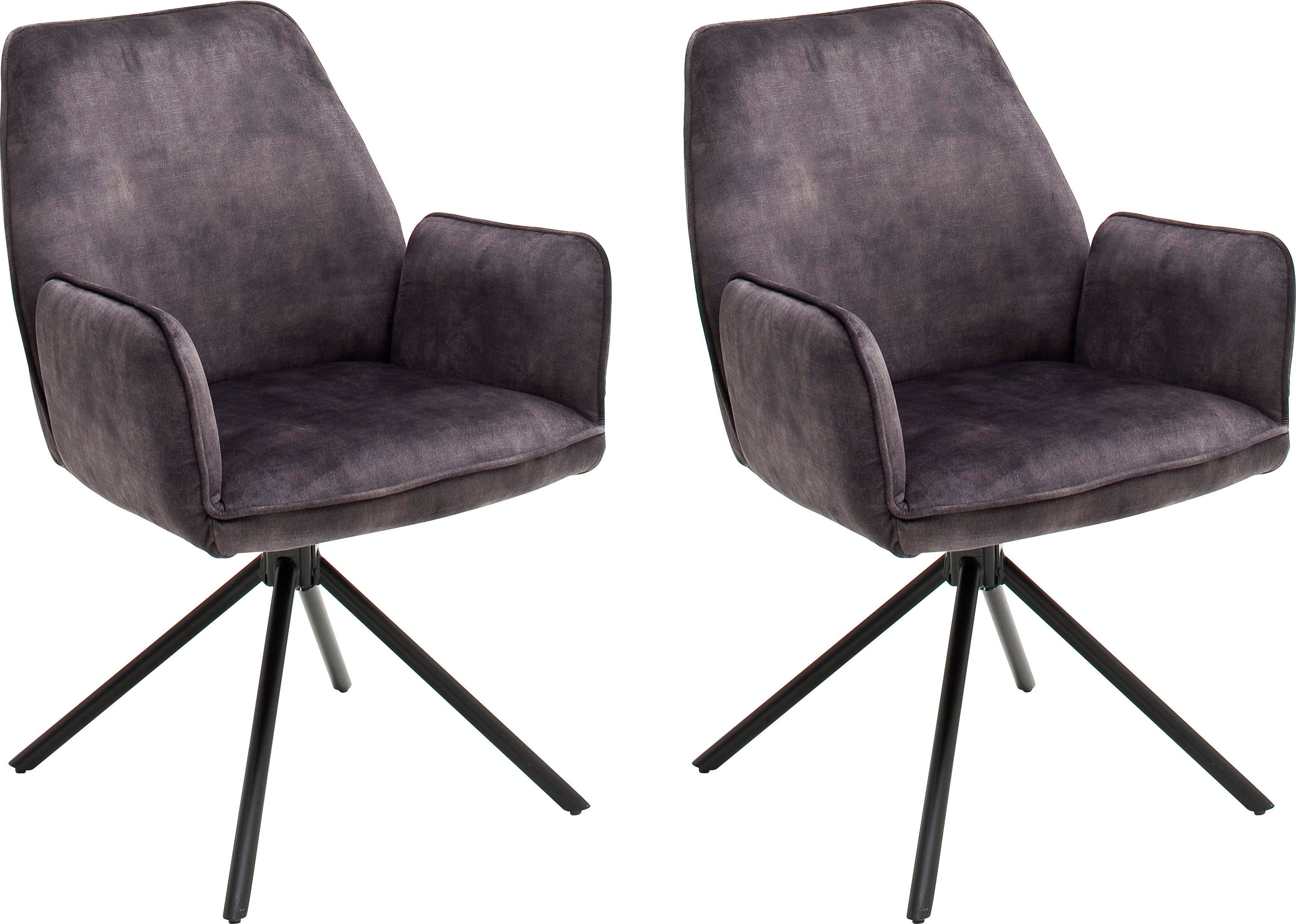 MCA furniture Eetkamerstoel Ottawa met armleuning Vintage suède-look met opstaande naad, stoel belastbaar tot 120 kg (set, 2 stuks) 4 poot stoelen