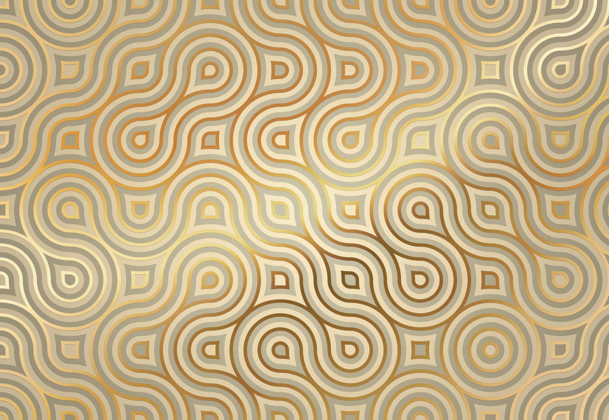 komar fotobehang meander 368x254 cm (breedte x hoogte), inclusief pasta (set) goud