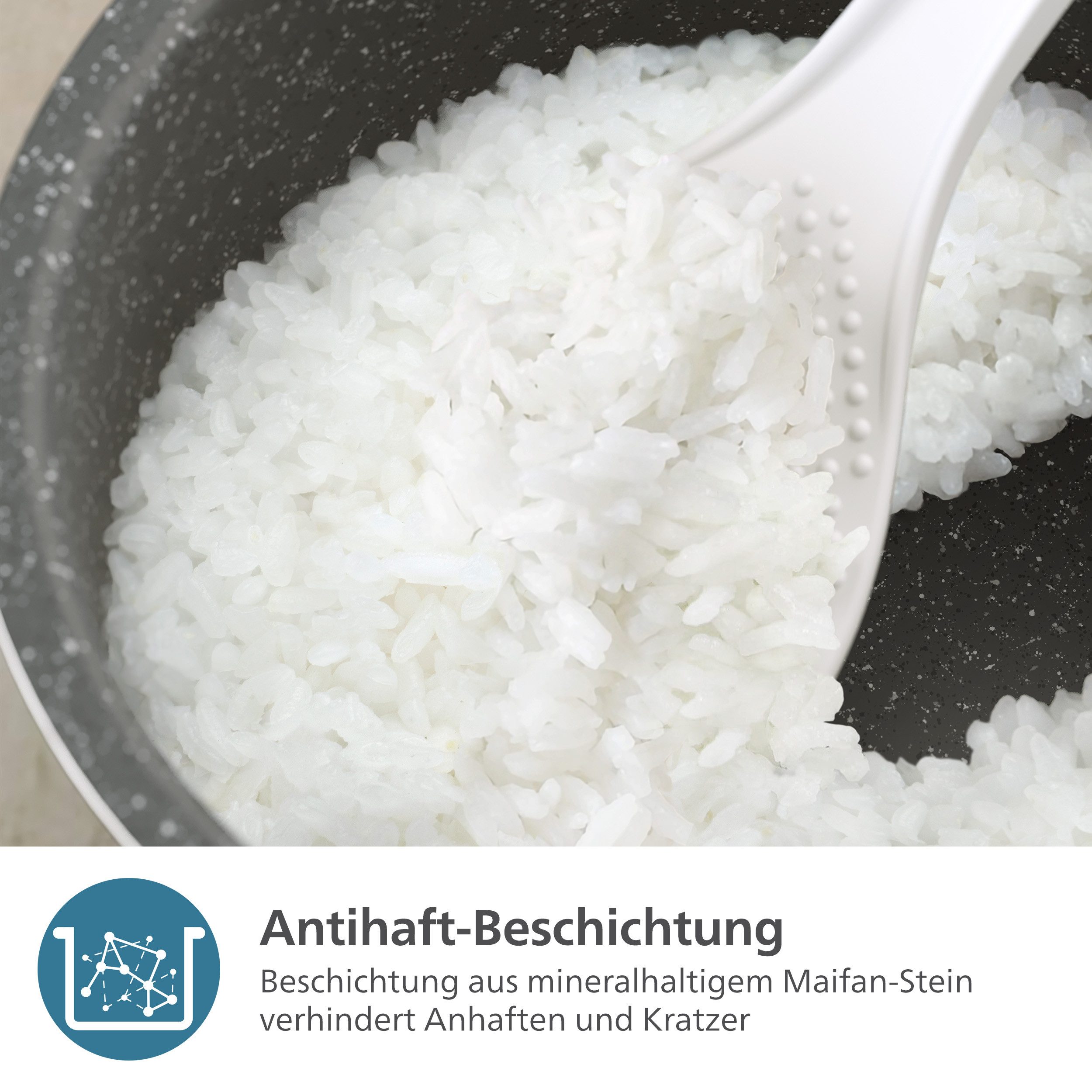 Philips Rijstkoker Mini 3000 Series, für 1-3 Personen, mit 8 voreingestellten Programmen
