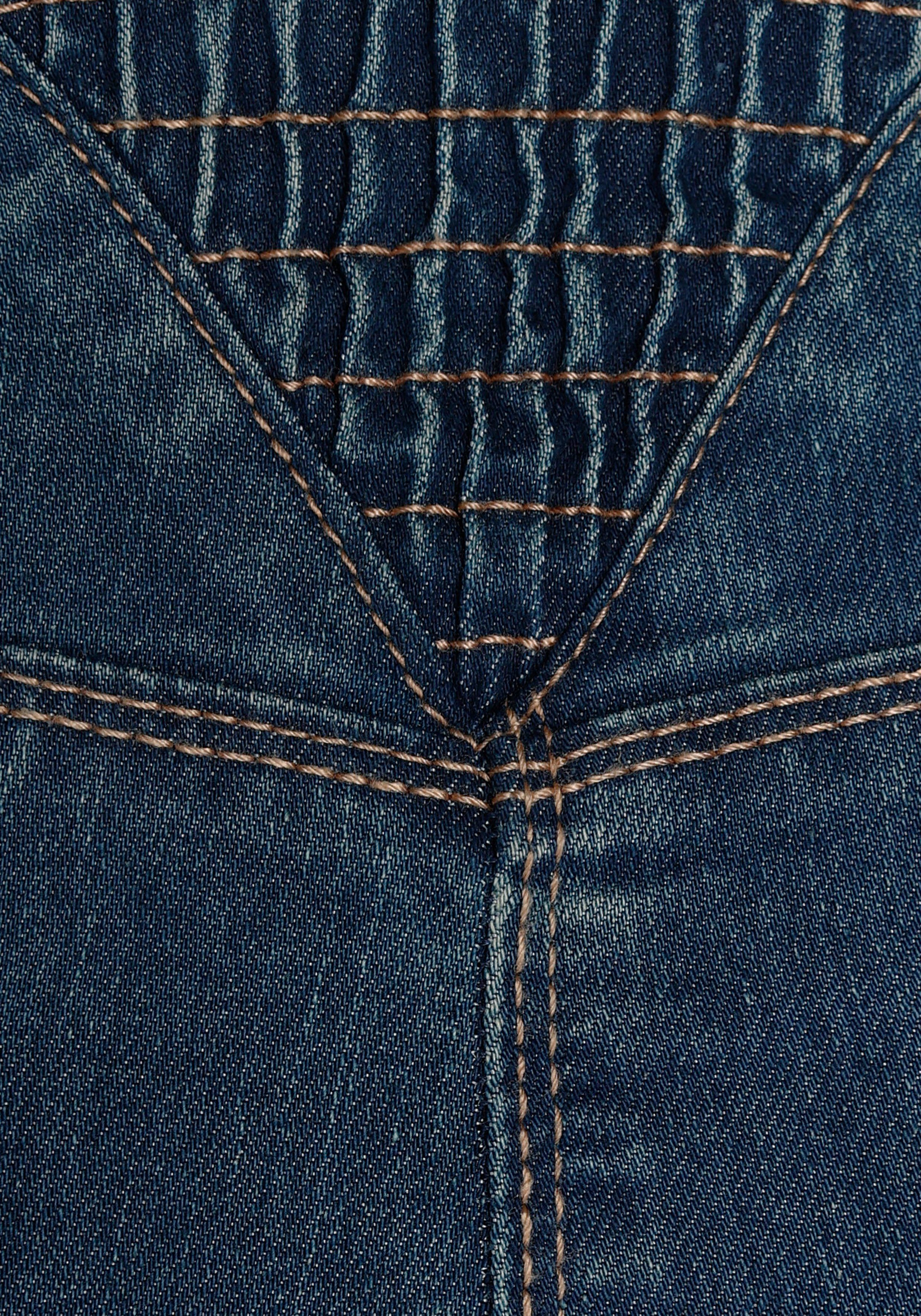 Arizona Jeansbermuda wijde pasvorm, korte pasvorm, hoge taille