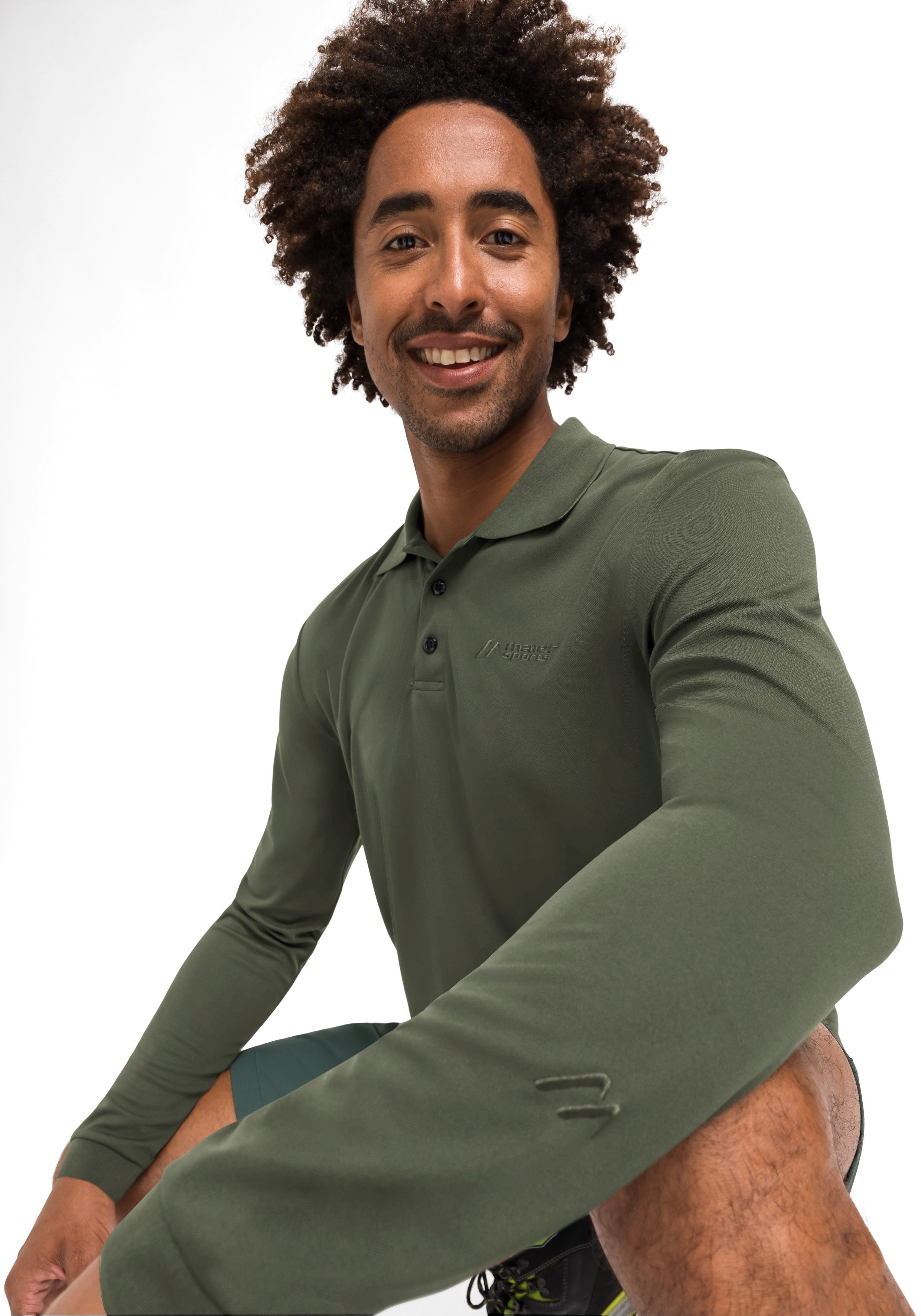 Maier Sports Poloshirt Ulrich L/S Heren functioneel shirt, lange mouw vrijetijdsshirt met overhemdkraag, regular fit