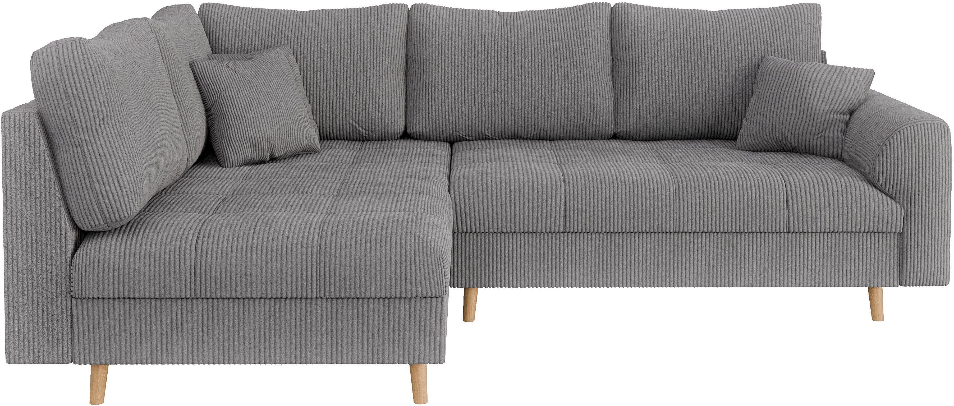 Home affaire Hoekbank CHARRE L-vorm met ottomane, afmetingen B/D/H: 231/161/81 cm fijne stiksels, losse rug- en sierkussens, ook in cord en bouclé