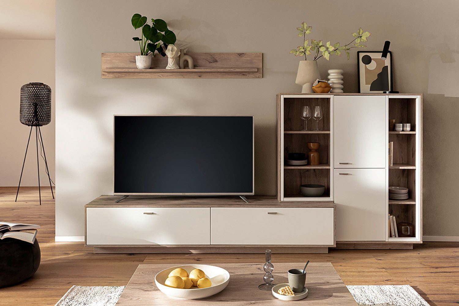 MCA furniture Wandmeubel SANTERNO Woonkamer set (3-delig), deuren & lades gedempt, breedte 287 cm (complete set, 3-delig)
