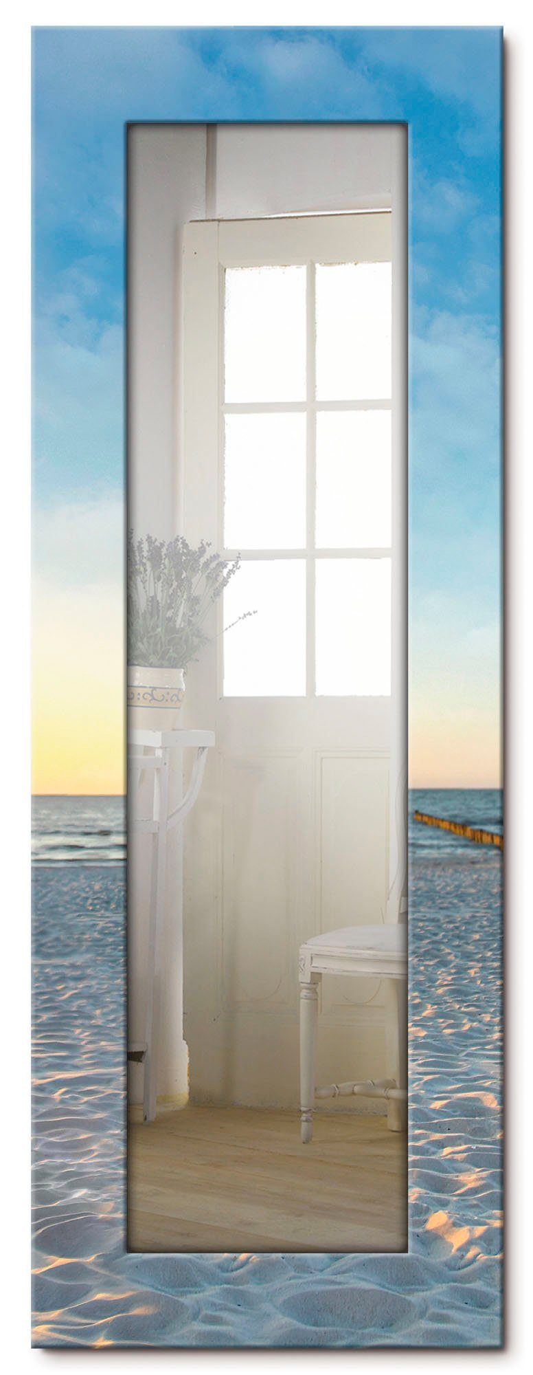 Artland Sierspiegel Ostsee7 - strandstoel ingelijste spiegel voor het hele lichaam met motiefrand, geschikt voor kleine, smalle hal, halspiegel, mirror spiegel omrand om op te hang