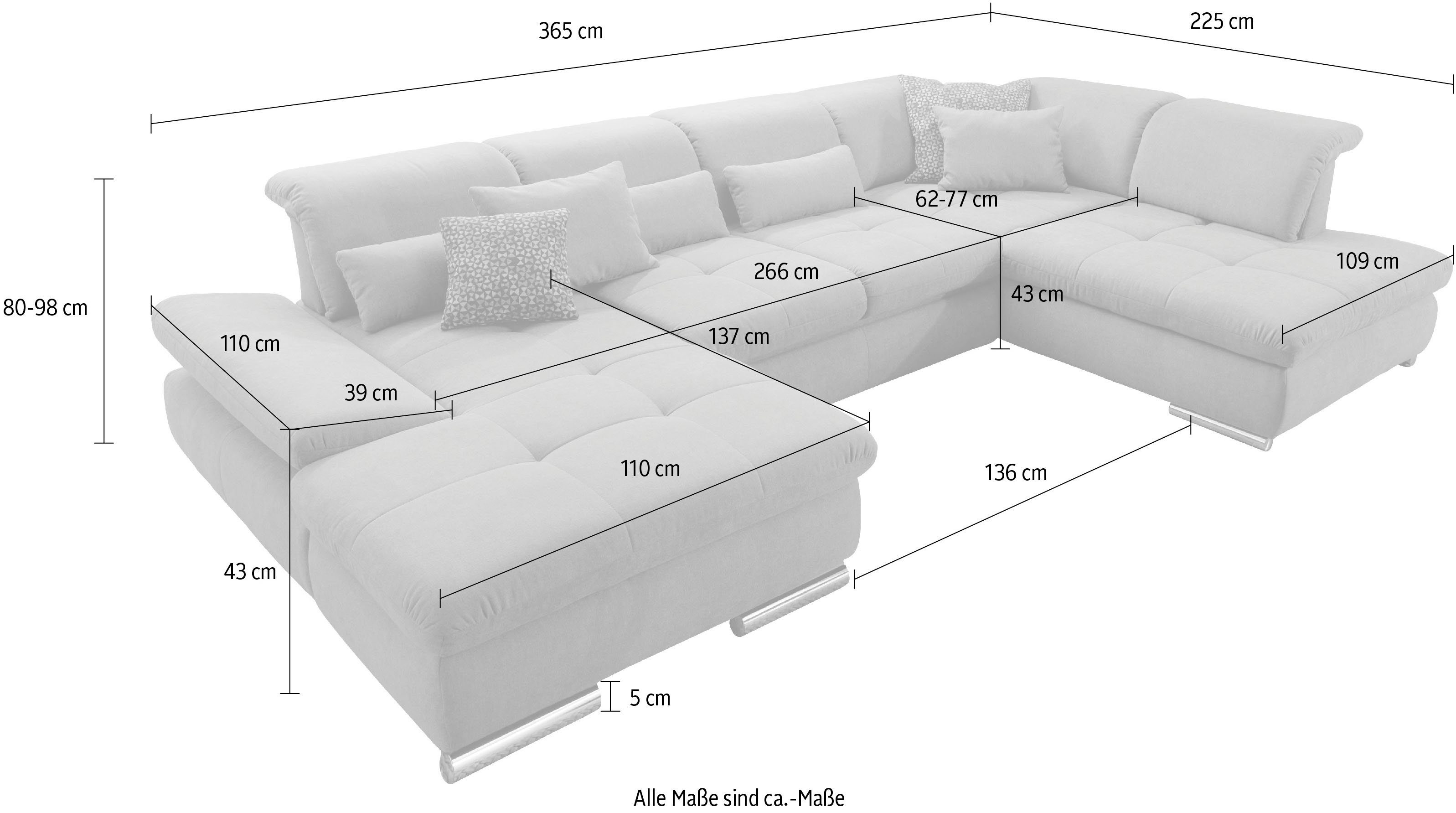 set one by Musterring Zithoek SO 4100 comfortabele pocketvering, incl. hoofdeindeverstelling