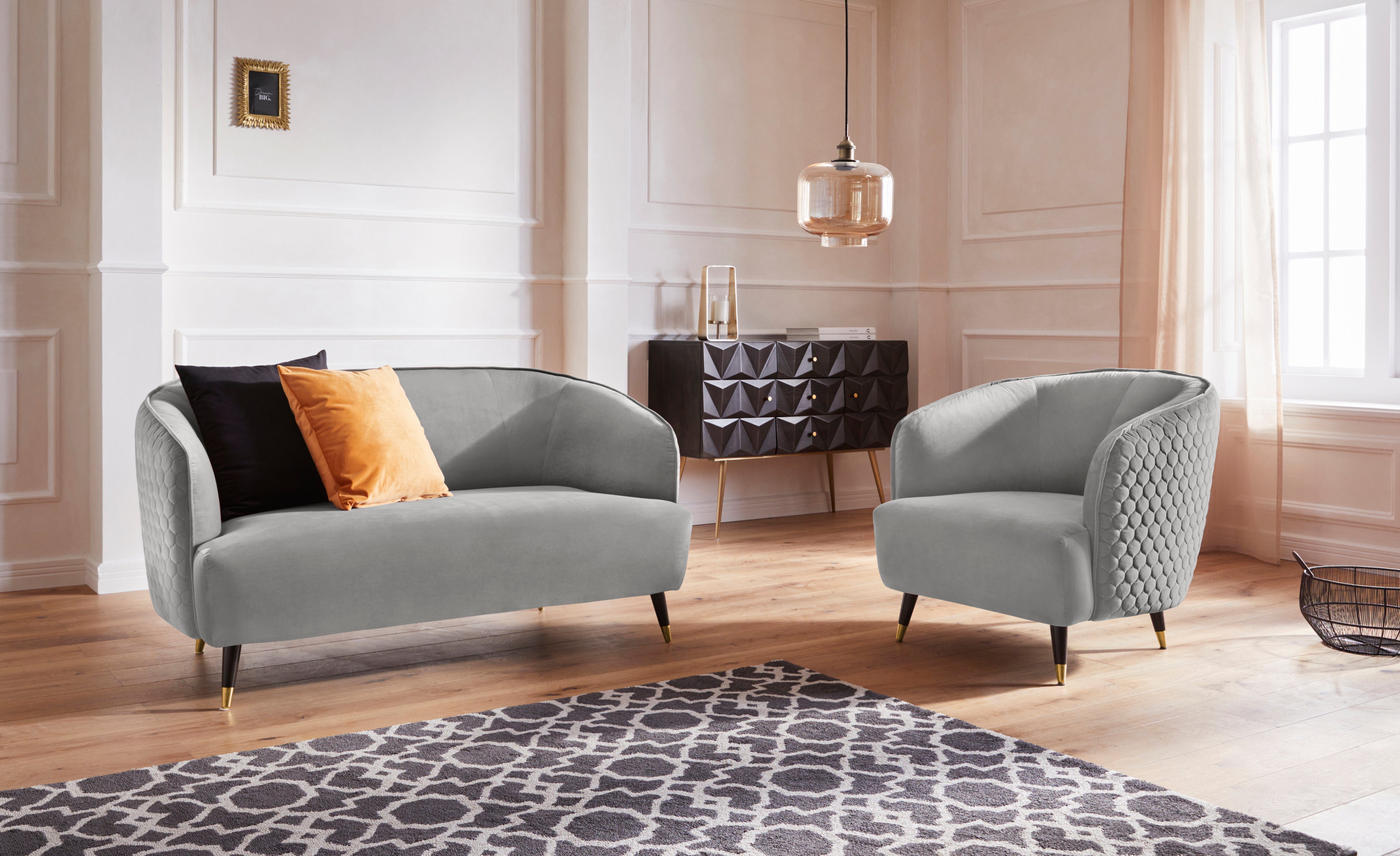 Guido Maria Kretschmer Home&Living 2-zitsbank Oradea met elegante stiksels op achterzijde van de rugleuning