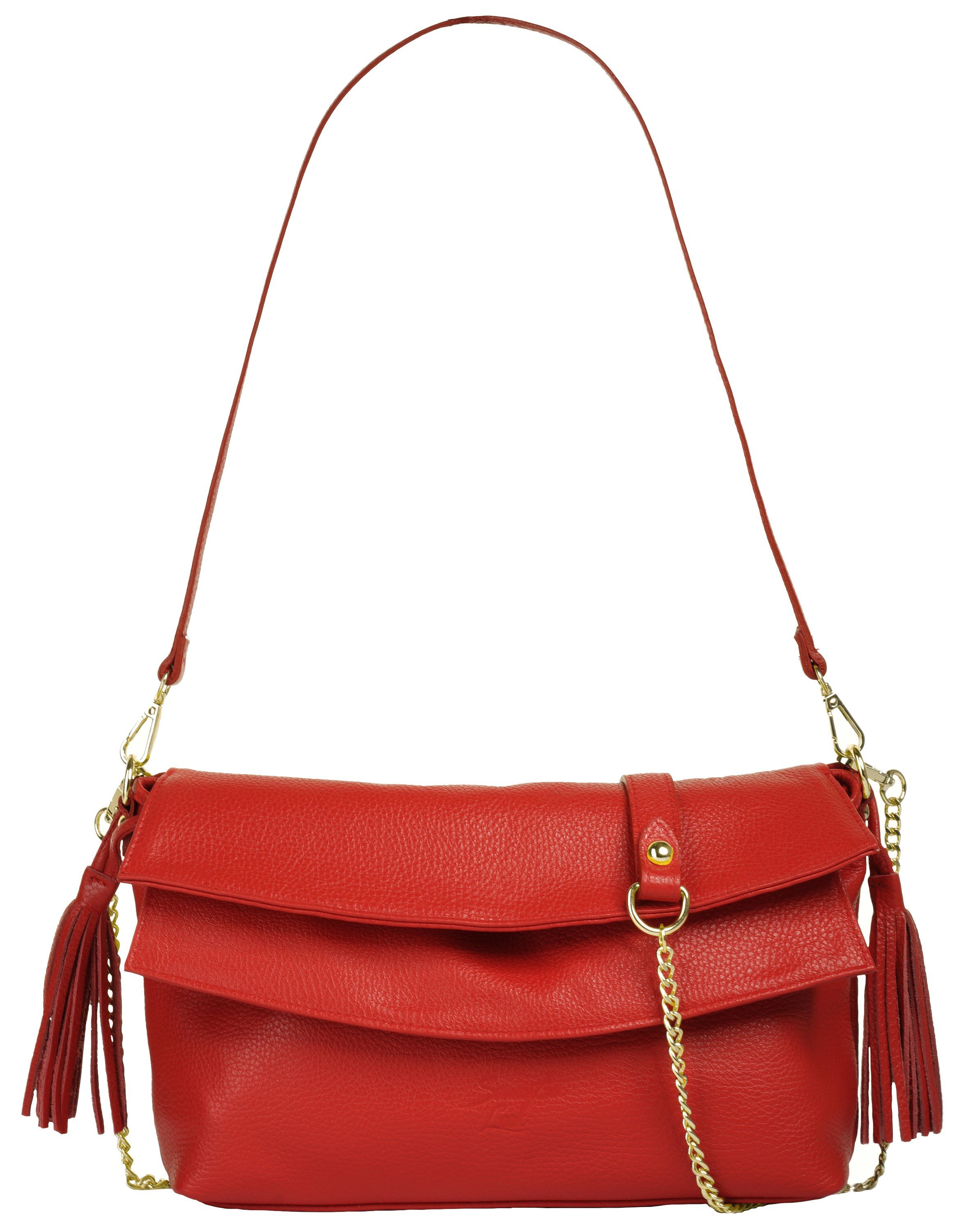 Samantha Look Schoudertas echt leer, made in italy dames tassen rood