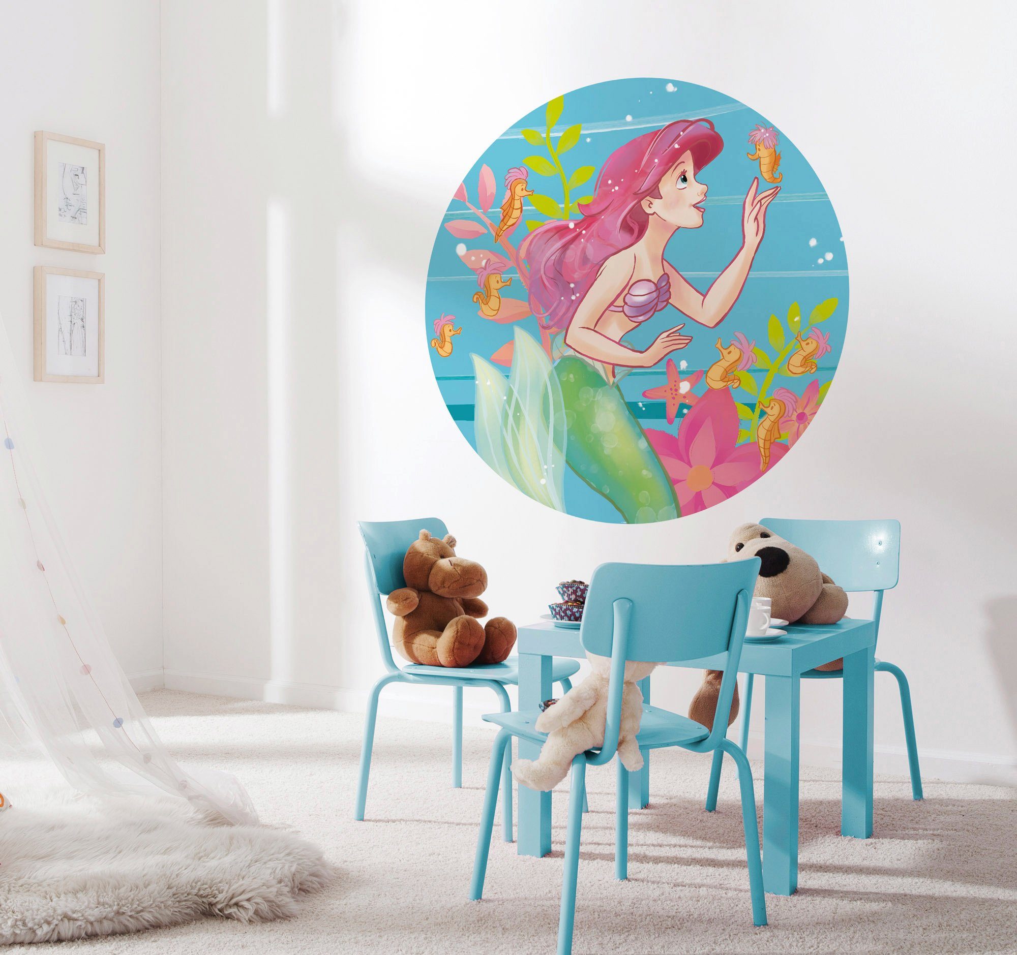 Komar Fotobehang Zelfklevend vlies - Ariel Seahorses - Afmeting 125 x 125 cm