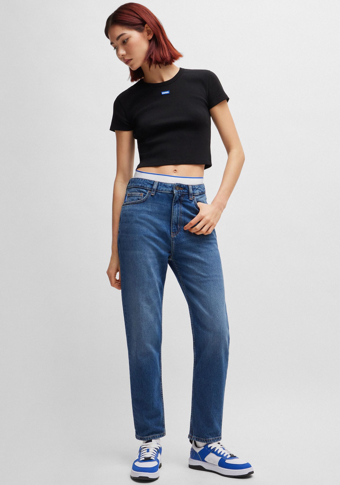 HUGO Blue Mom jeans Noe_B Straight fit jeans met hoge taille