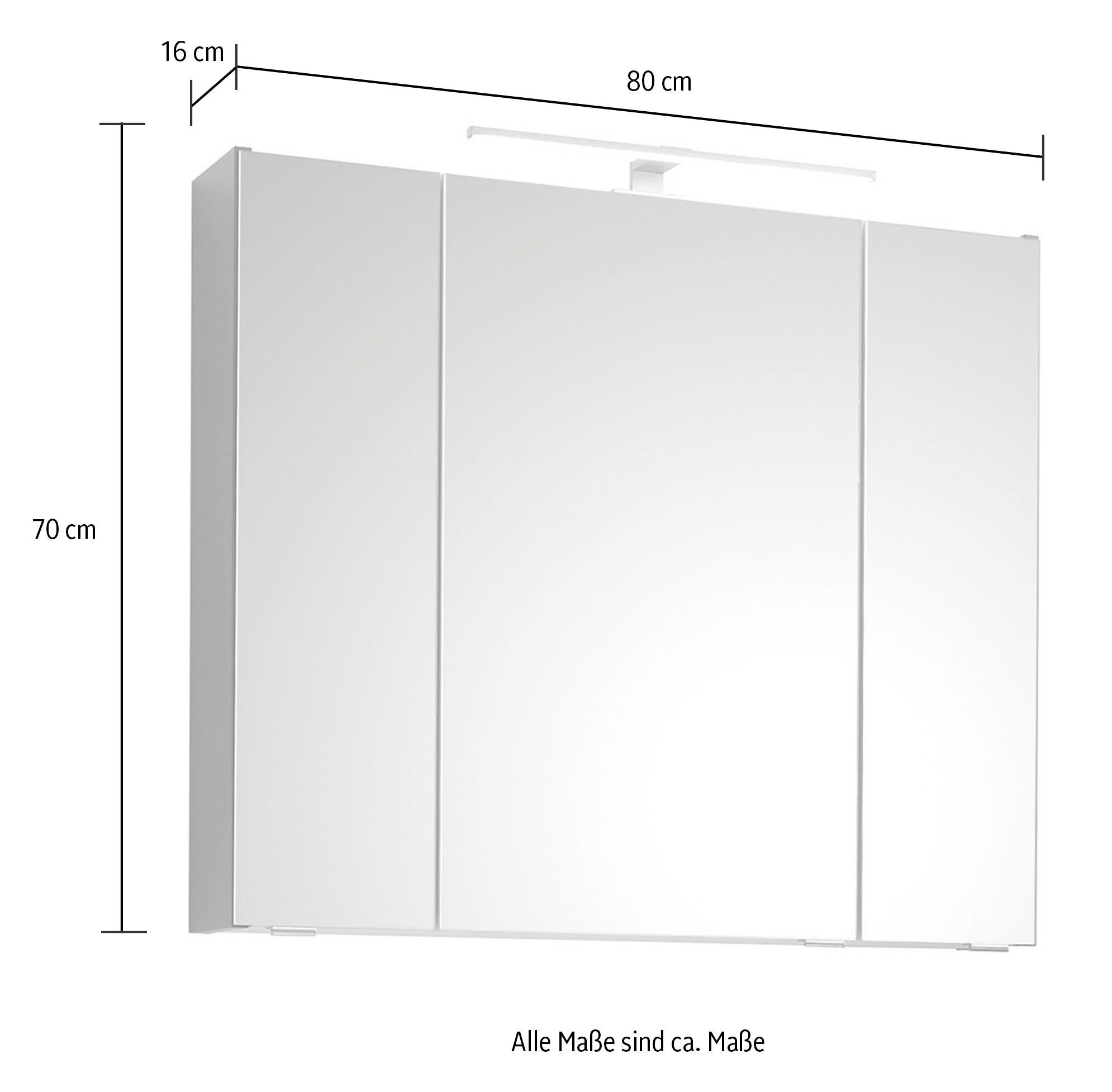 Saphir Badkamerserie Quickset 5-delig, keramische opzetwastafel en LED-spiegelkast Halfhoge kast, onderkast, hangend kastje, inclusief deurdemper, 7 deuren (7-delig)