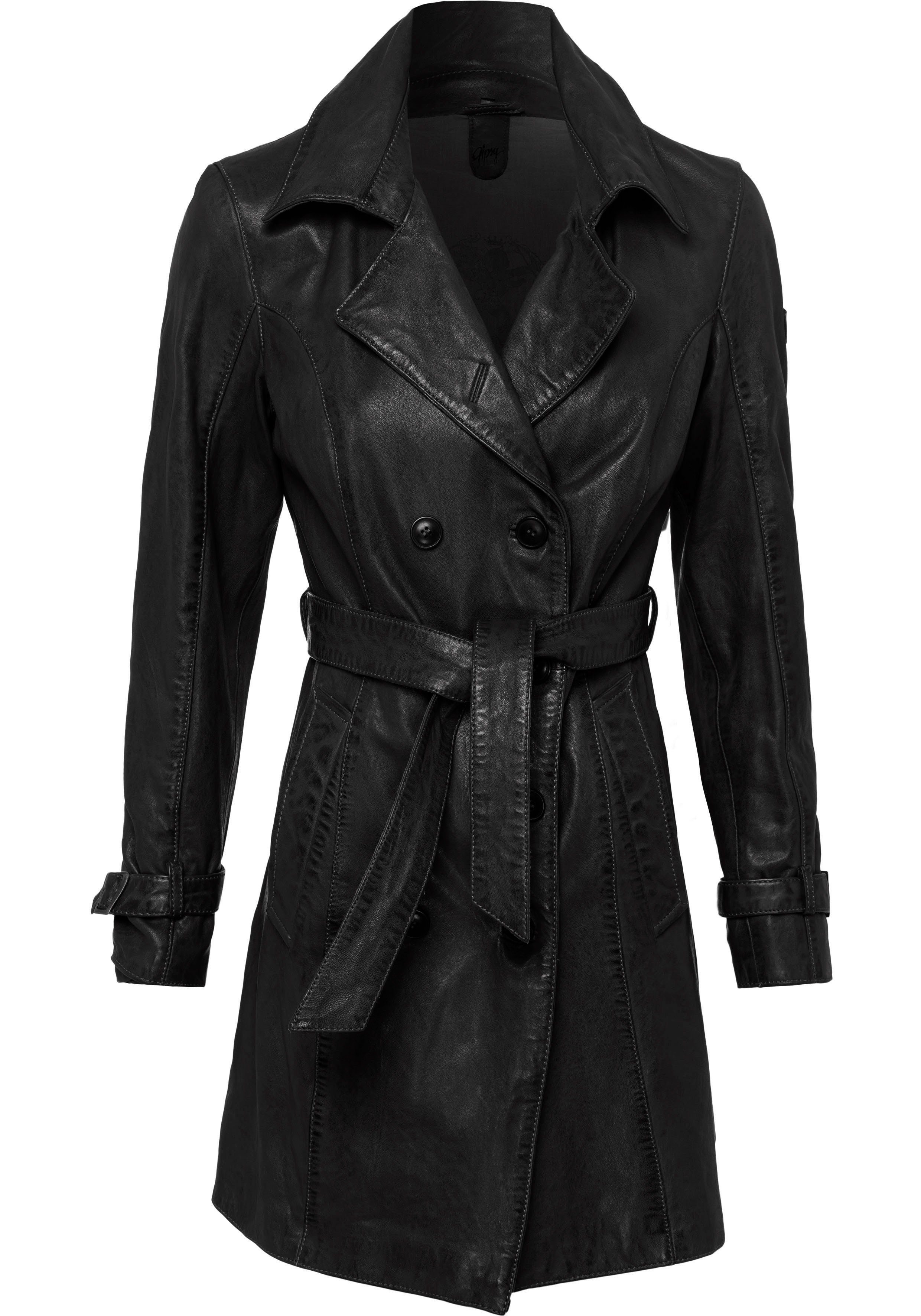 Mauritius Lange, leren jas GWTaresa Leren trenchcoat met strikriem (2-delig, Met een bindceintuur)