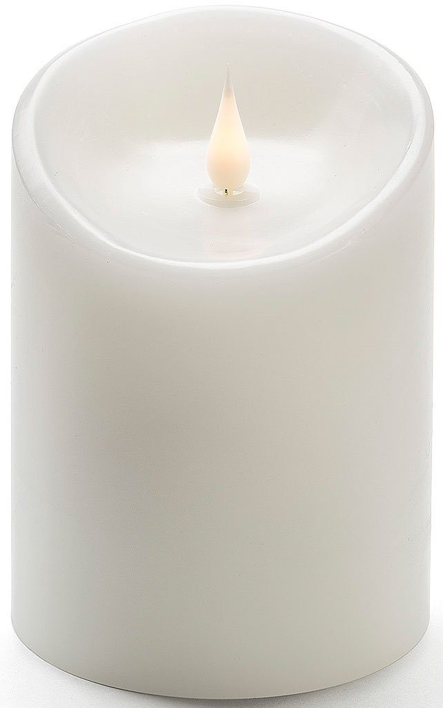 KONSTSMIDE Led-kaars Kerst versiering Led-kaars van echte was, wit, met 3D vlam, ø 10 cm, hoogte: 14 cm (1-delig)