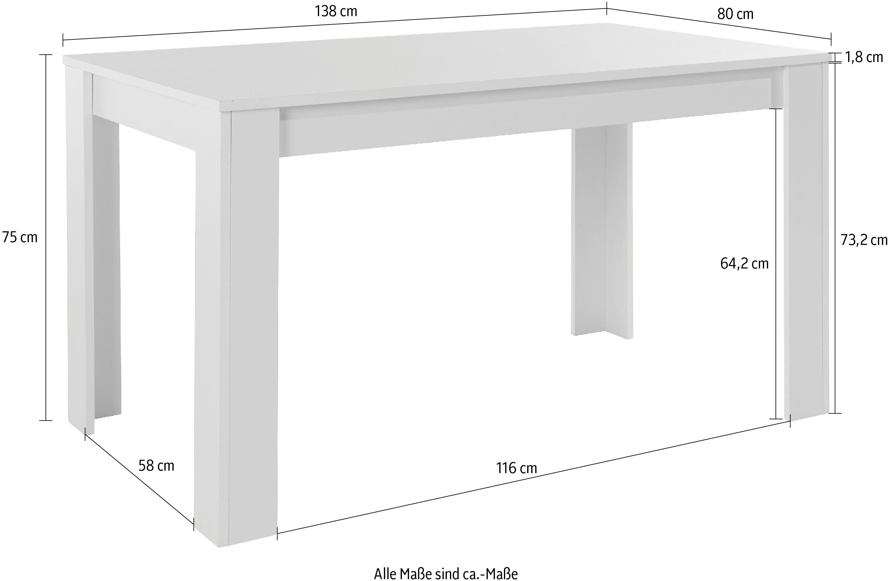 Home affaire Eettafel Venice Breedte 138 cm, in verschillende uitvoeringen