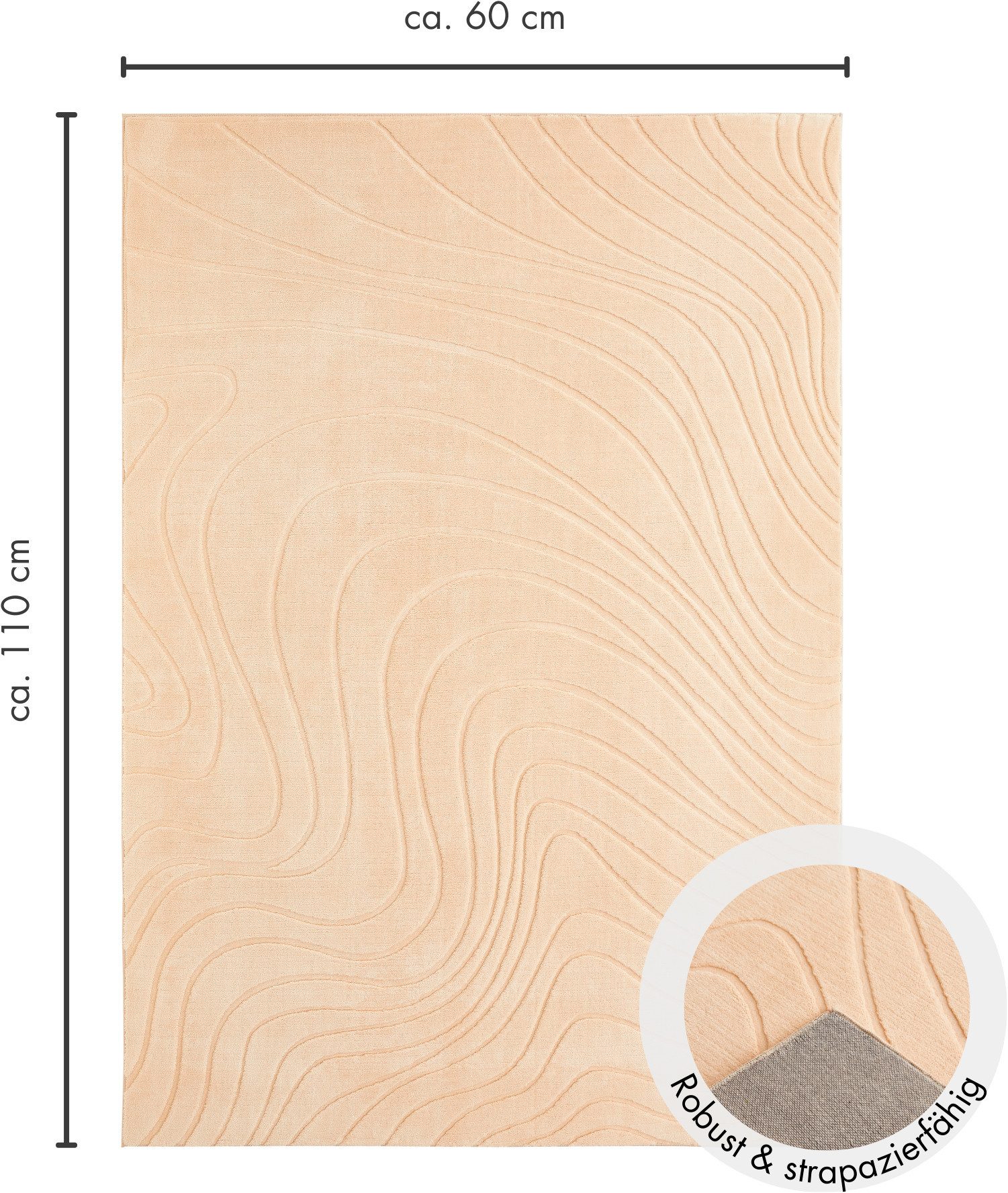Andiamo Vloerkleed DALE Uni kleuren, hoog-laag structuur, carving-effect, woonkamer